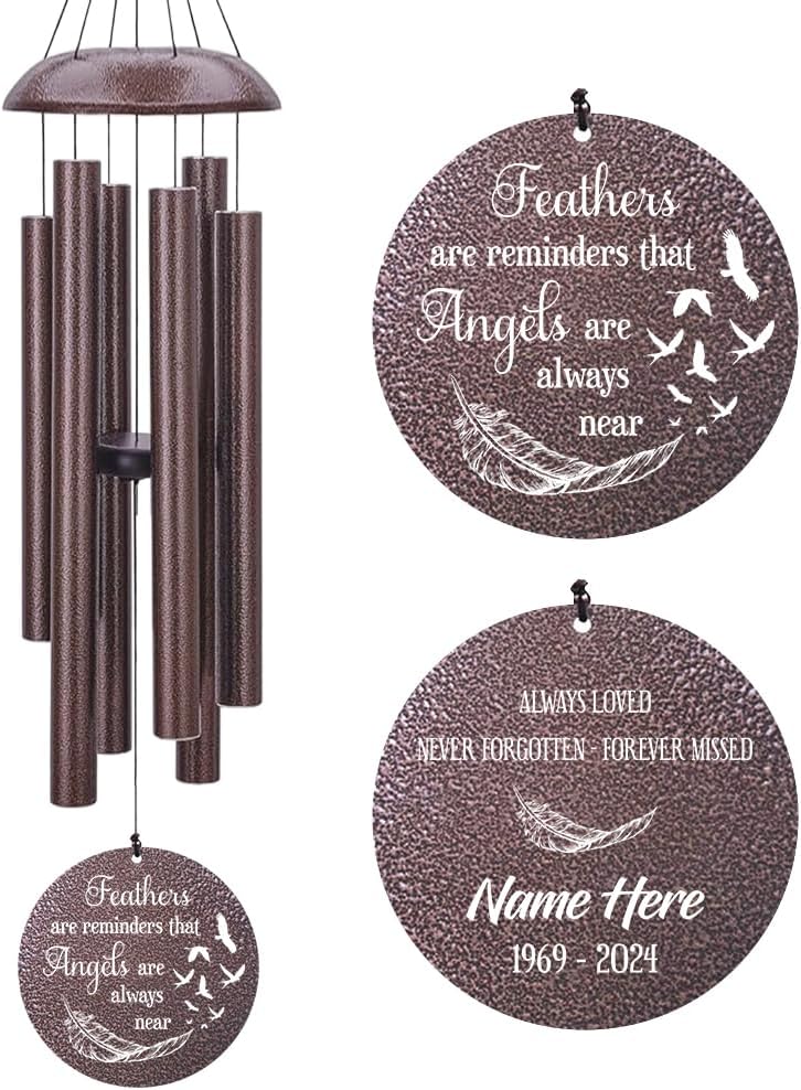 Personalized Wind Chimes for Loss of Loved One, Bereavement & in Memory Wind Chimes, Sympathy Gifts in Memory of Father, Mother, or a Loved One