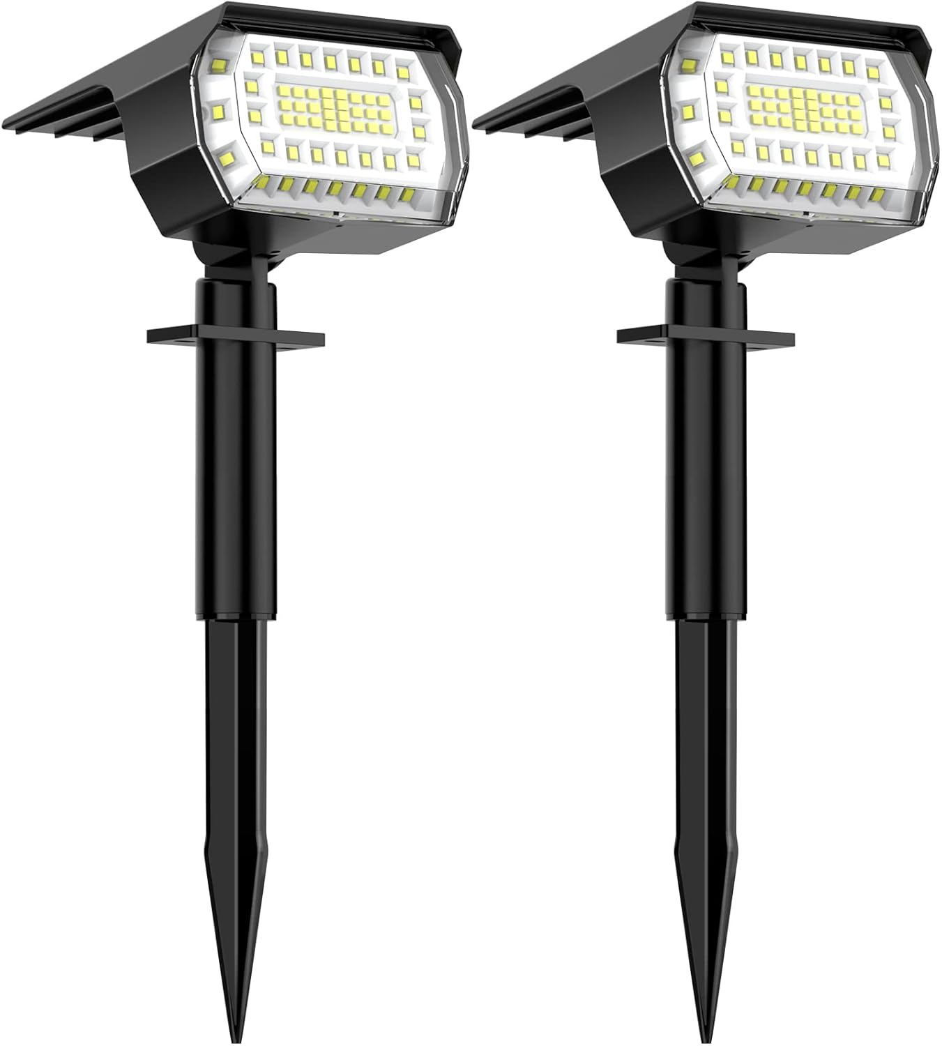 LANSOW Solar Spot Lights Outdoor, [2 Pack/57 LED] 2-in-1 Solar Landscape Spotlights, 3 Modes IP65 Waterproof Dusk to Dawn Solar Powered Flood Wall Lights for Outside Yard Garden Path(Cool White)
