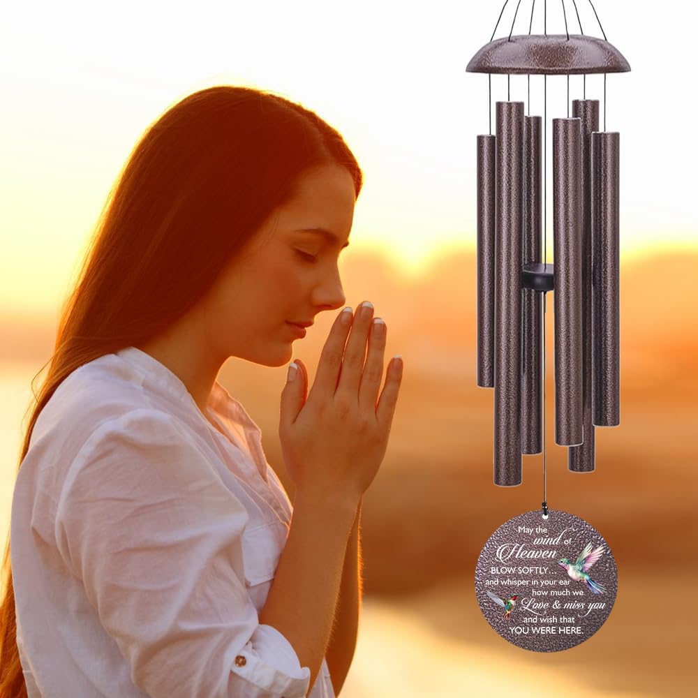 Sympathy Wind Chimes, 36inch Personalized Hummingbird Wind Chime, Memorial Gifts for Loss of Loved One, Wind Chimes in Loving Memory of Dad/Mom, Condolences Gifts for Funeral