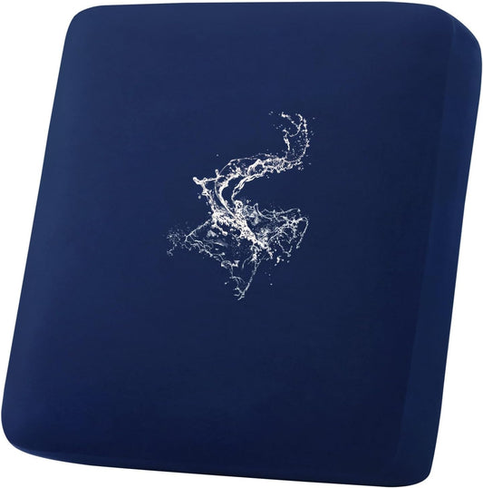 hyha Waterproof Couch Cushion Covers, Stretch Sofa Couch Seat Slipcover for Dog Washable, Non-Slip Waterproof Outdoor Cushion Covers for Patio Furniture Replacement (1 Piece for Small, Navy)