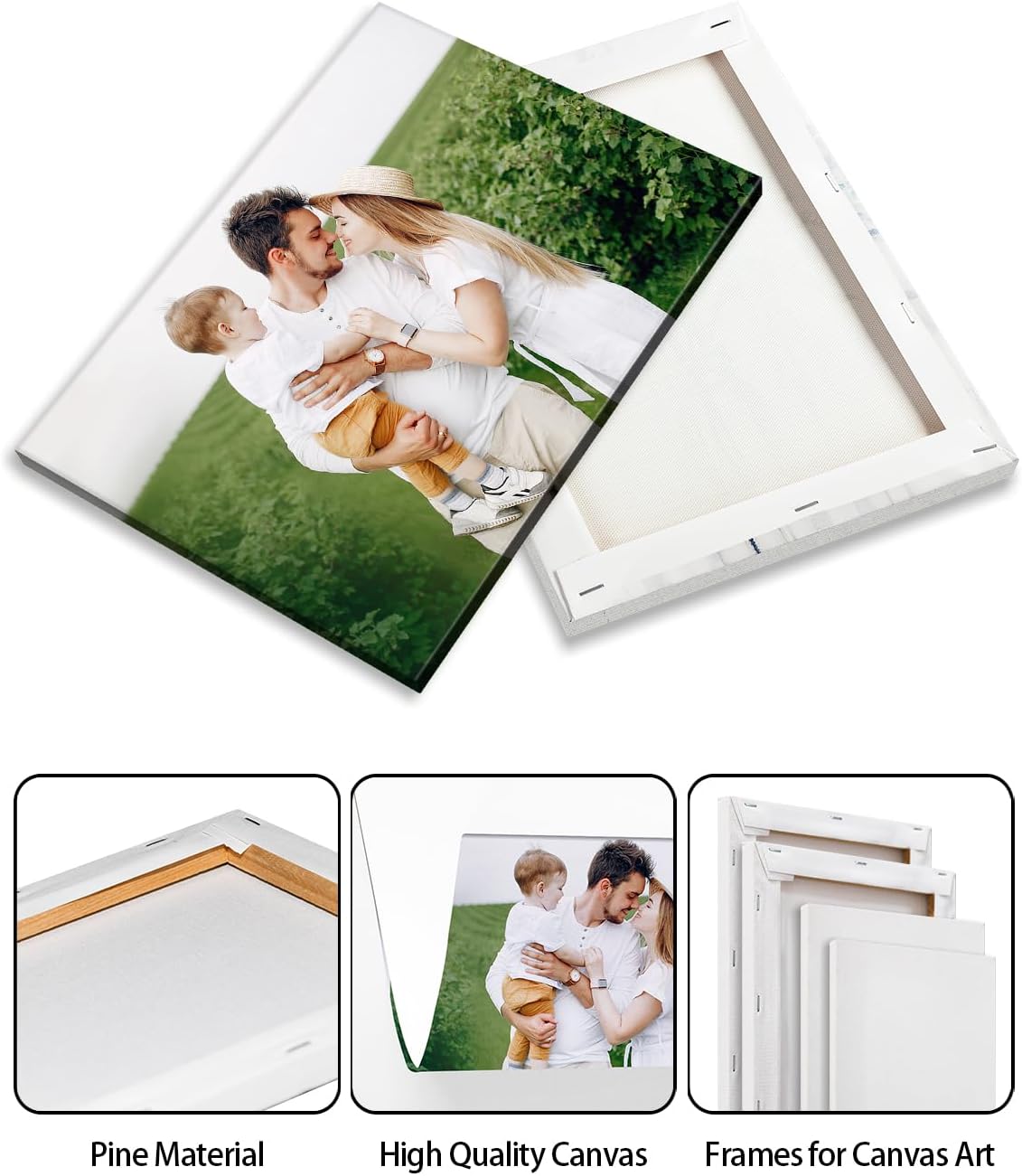 Personalized Custom Canvas Wall Art, Custom Canvas Prints with Your Photos for Living Room, Bedroom, Wedding Pet Baby Family Photo Framed Wall Art, Customized Photo Gift for Family，Friend，Lover，Pet (36L" x 24W")