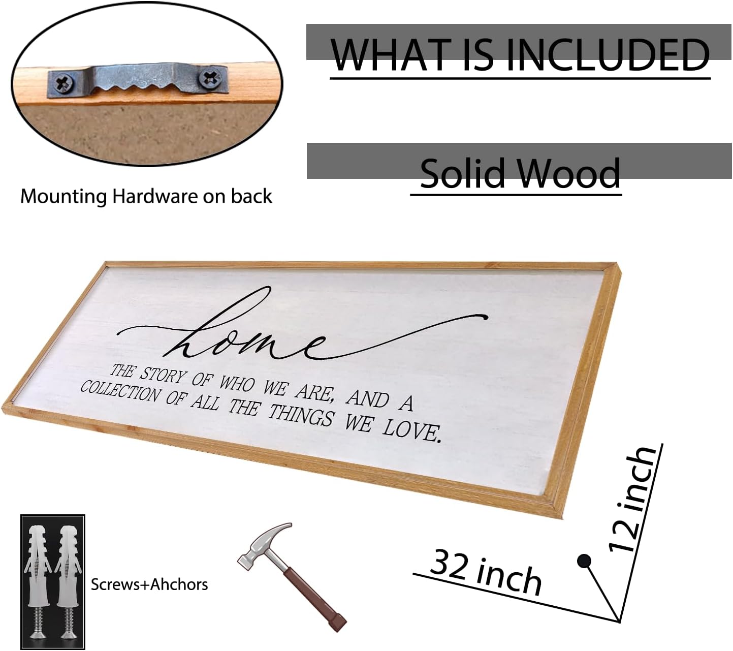 Home The Story of Who We Are Sign Farmhouse Family Wall Decor 32x12 Inch Plaque Wood Framed Art for Hanging (Wood)