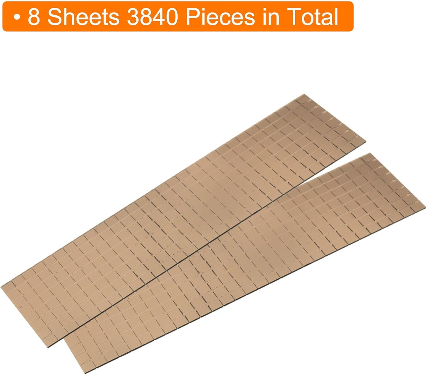 HARFINGTON 8 Sheet 3840 Pieces Self Adhesive Mirror Mosaic Tiles 5x5mm Small Square Mirror Tiles Sticker Disco Ball Stickers Mini Glass Tiles for DIY Craft Party Home Decoration, Brown