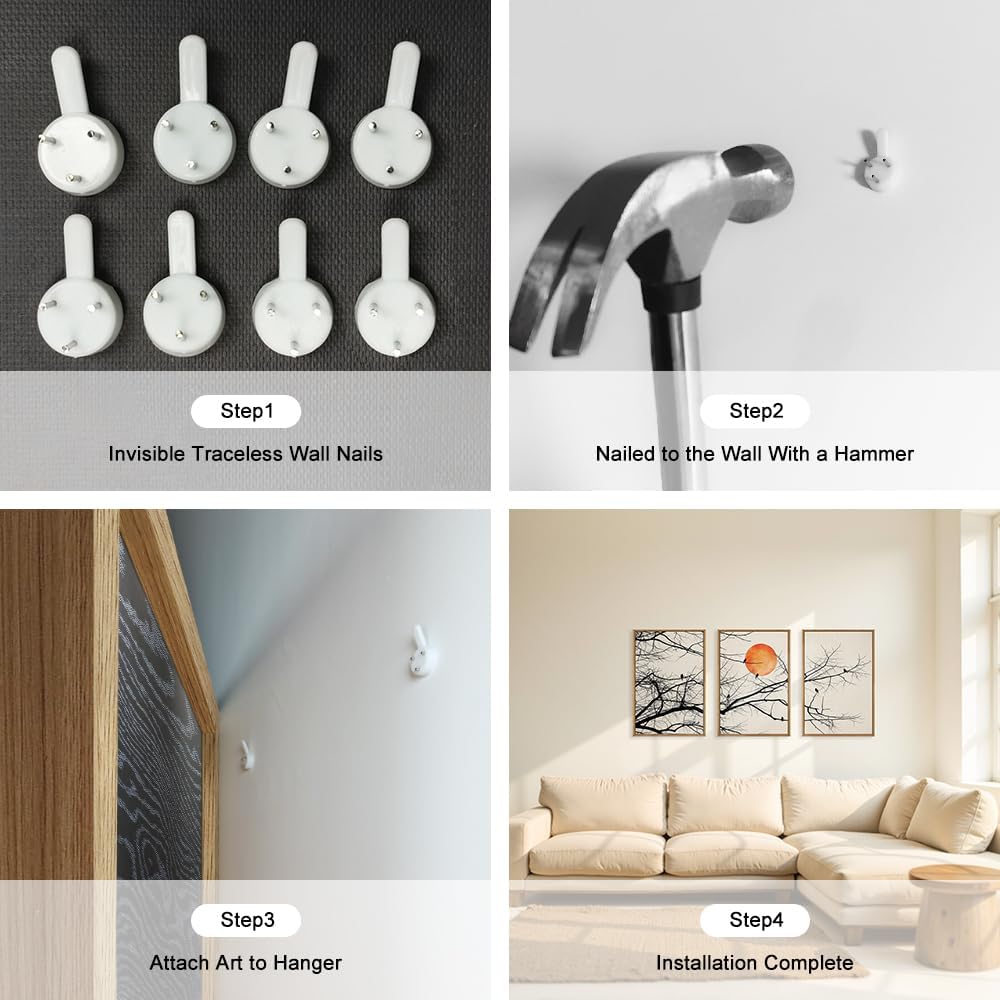 Celestdeco Large Vintage Tree Branch Framed Canvas Wall Art Set, Retro Tree Drawing Wall Decor, Nature Botanical Wall Painting, Neutral Landscape Art Print for Living Room, Bedroom, Office - 16"X24"X3