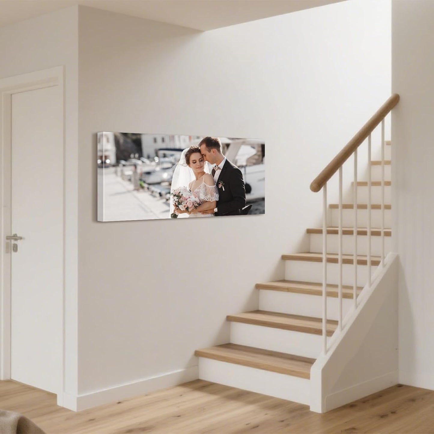 Personalized Custom Canvas Prints with Your Photos & Text, Customized Picture Print, Transform Own Images Into Framed Wall Art Digitally Printed Photo to Canvas, Keepsakes Gifts for Family 48x24’’