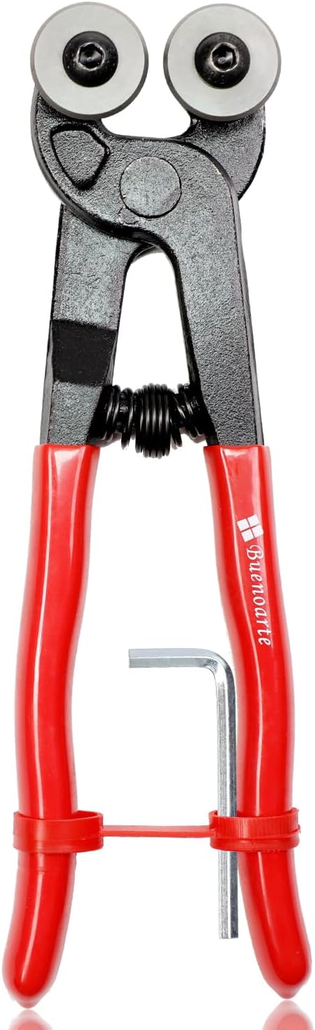 Glass Tile Nippers - Heavy Duty Wheeled Glass Mosaic Nipper & Hd Ceramic Tile Nipper, Tile Cutter Pliers Soft-grip Handle - Shapping Plier, Nipper Cutting Tools (7 Inch Wheeled Glass Mosaic Nipper)