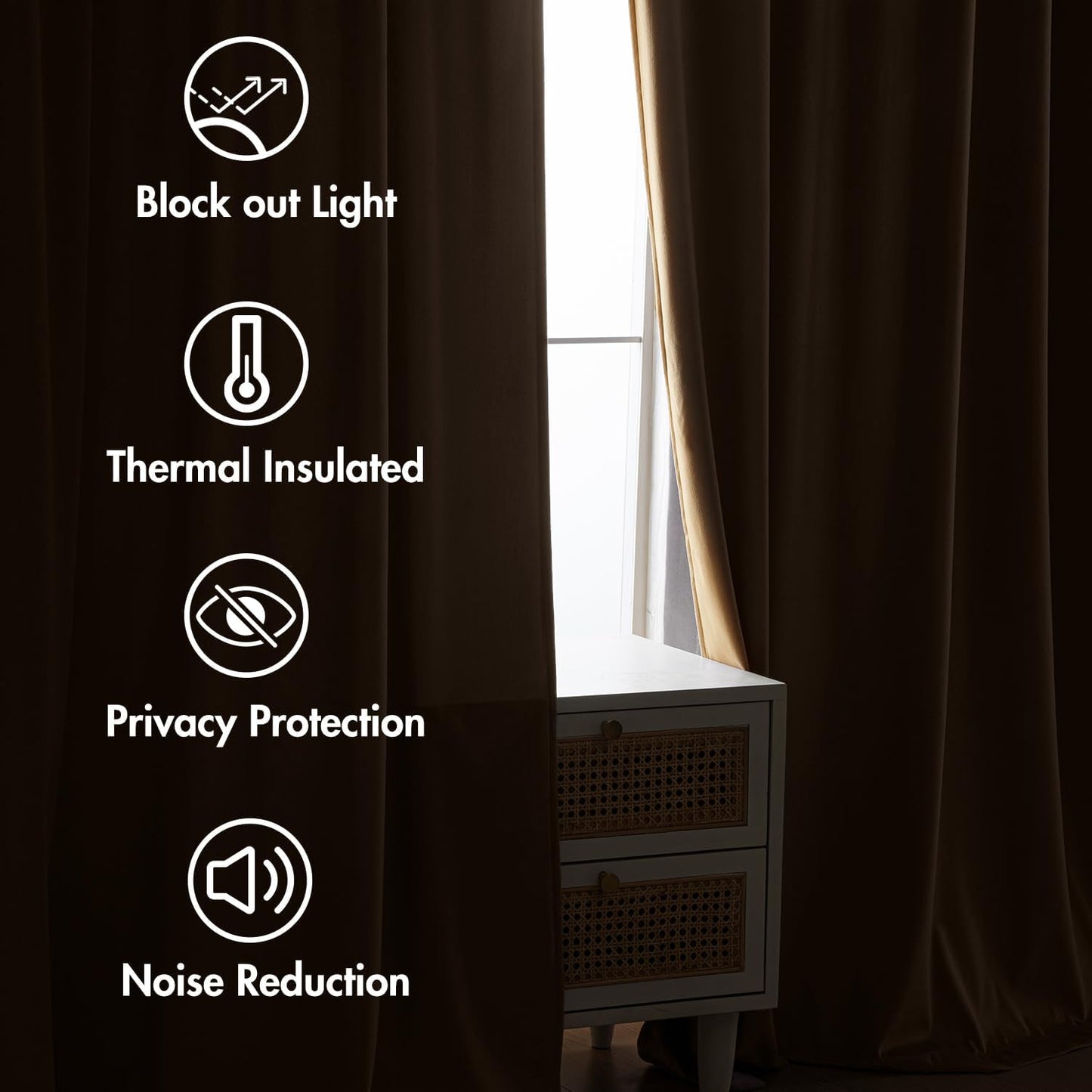 MIULEE Gold Velvet Curtains 108 inches 2 Panels - Luxury Room Darkening Window Drapes for Bedroom Living Room Thermal Insulated Super Soft Blackout Extra Long, Back Tab Rod Pocket Pinch Pleated
