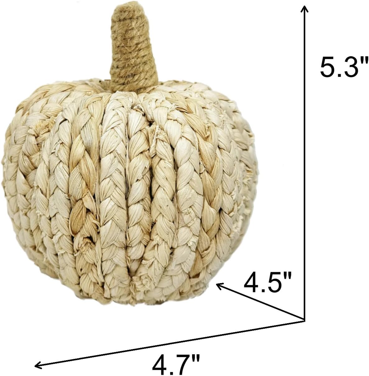naturevibe 5.3 Inches Braided Cornhusk Pumpkin Decor Set of 4 as Centerpieces for Tables,Natural Corn Stalks Woven Pumpkins for Fall Home Decor,Thanksgiving Decorations or Autumn Harvest Gifts