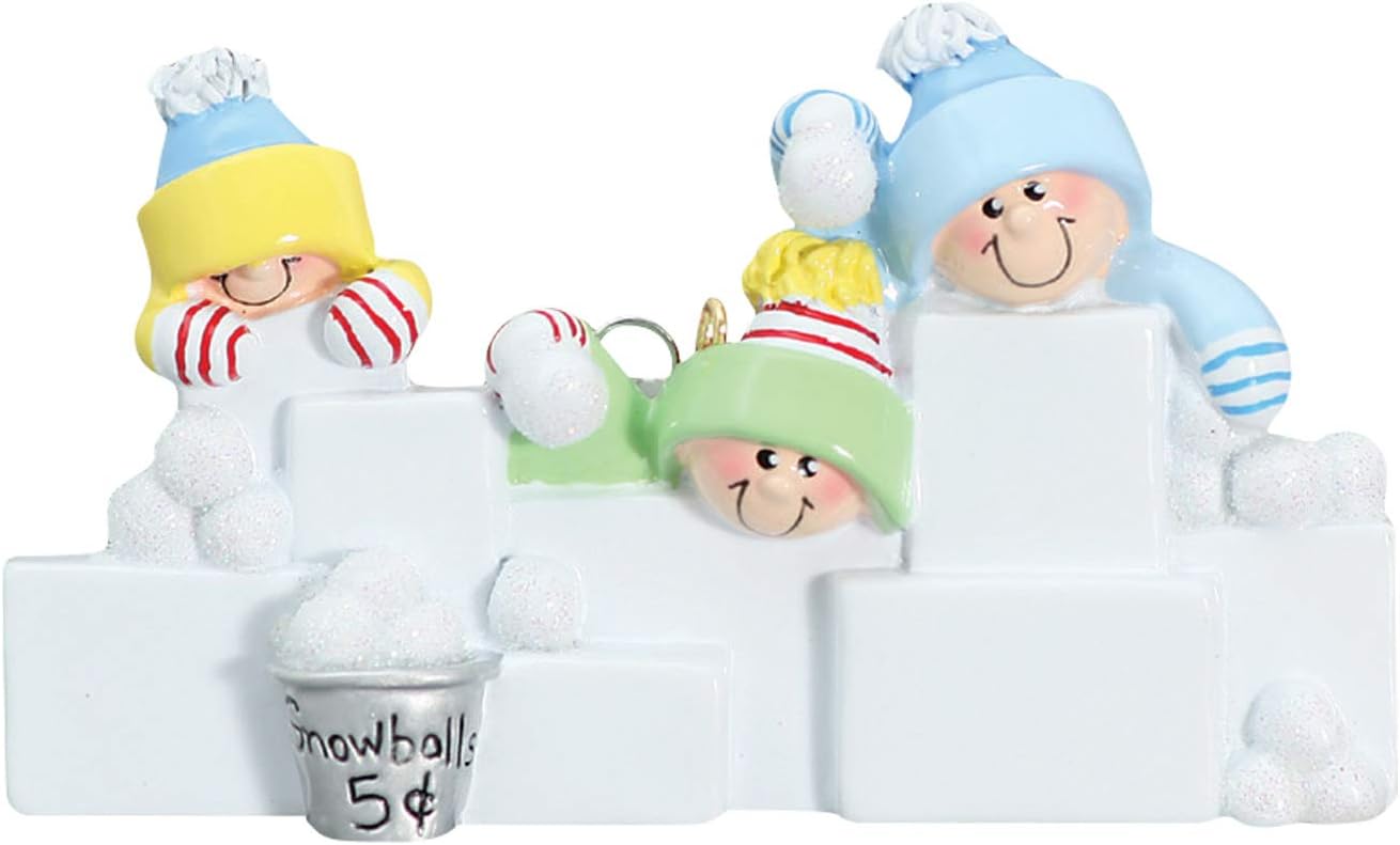 Personalized Family Christmas Ornament - Custom Ornament Family of 3 Xmas Ornaments 2024 Snowball Fight Ornaments Customized Siblings Snowballs Decor Family Ornament for Christmas Tree