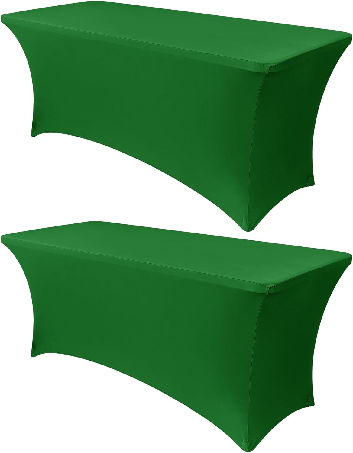 Obstal 6ft Stretch Spandex Table Cover for Standard Folding Tables - Universal Rectangular Fitted Tablecloth Protector for Wedding, Banquet and Party, 72L x 30W x 30H Inches, Emerald Green, 2pc