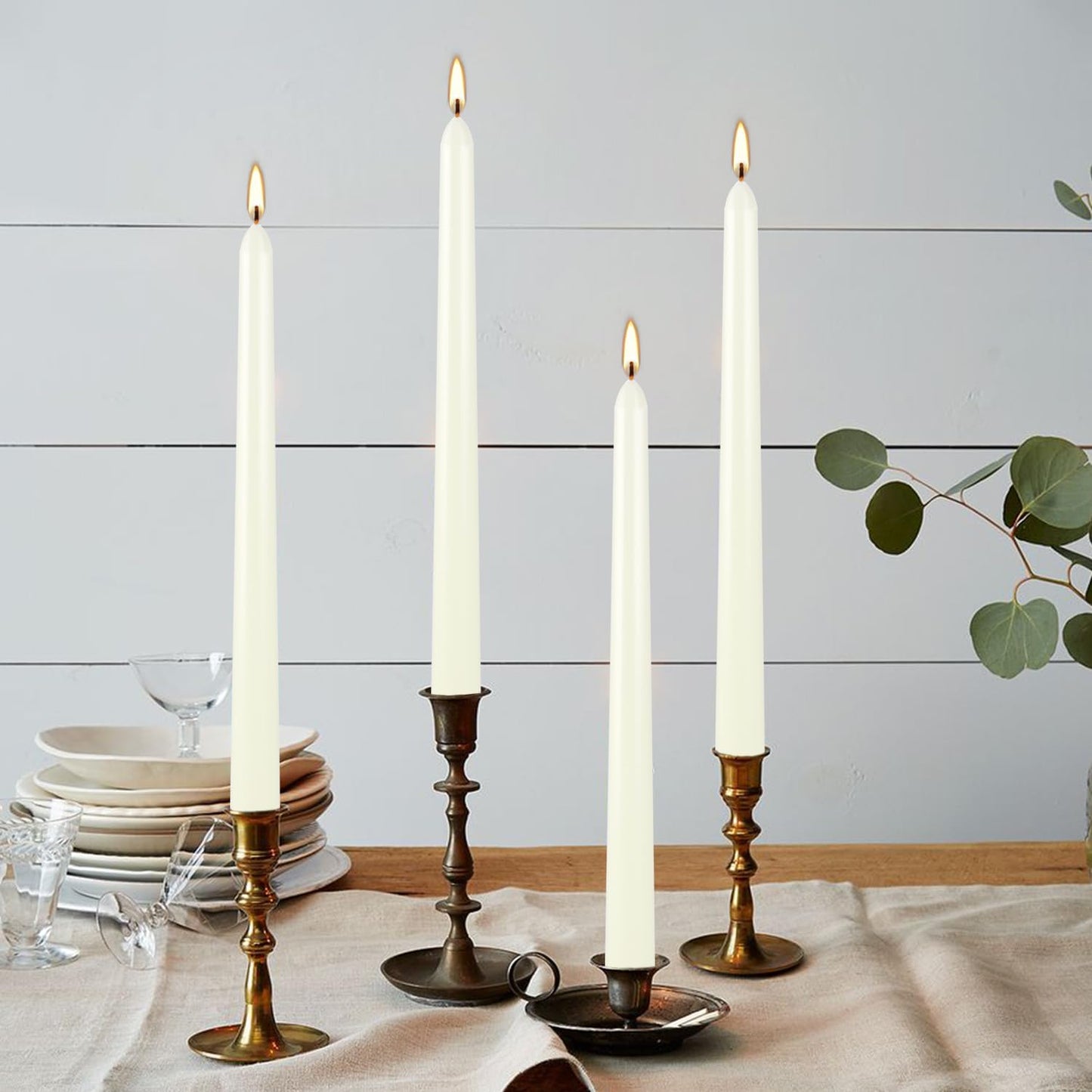 20 Pack Ivory Taper Candles 12 Inch Tall 3/4 Inch Thick Burn 10 Hours