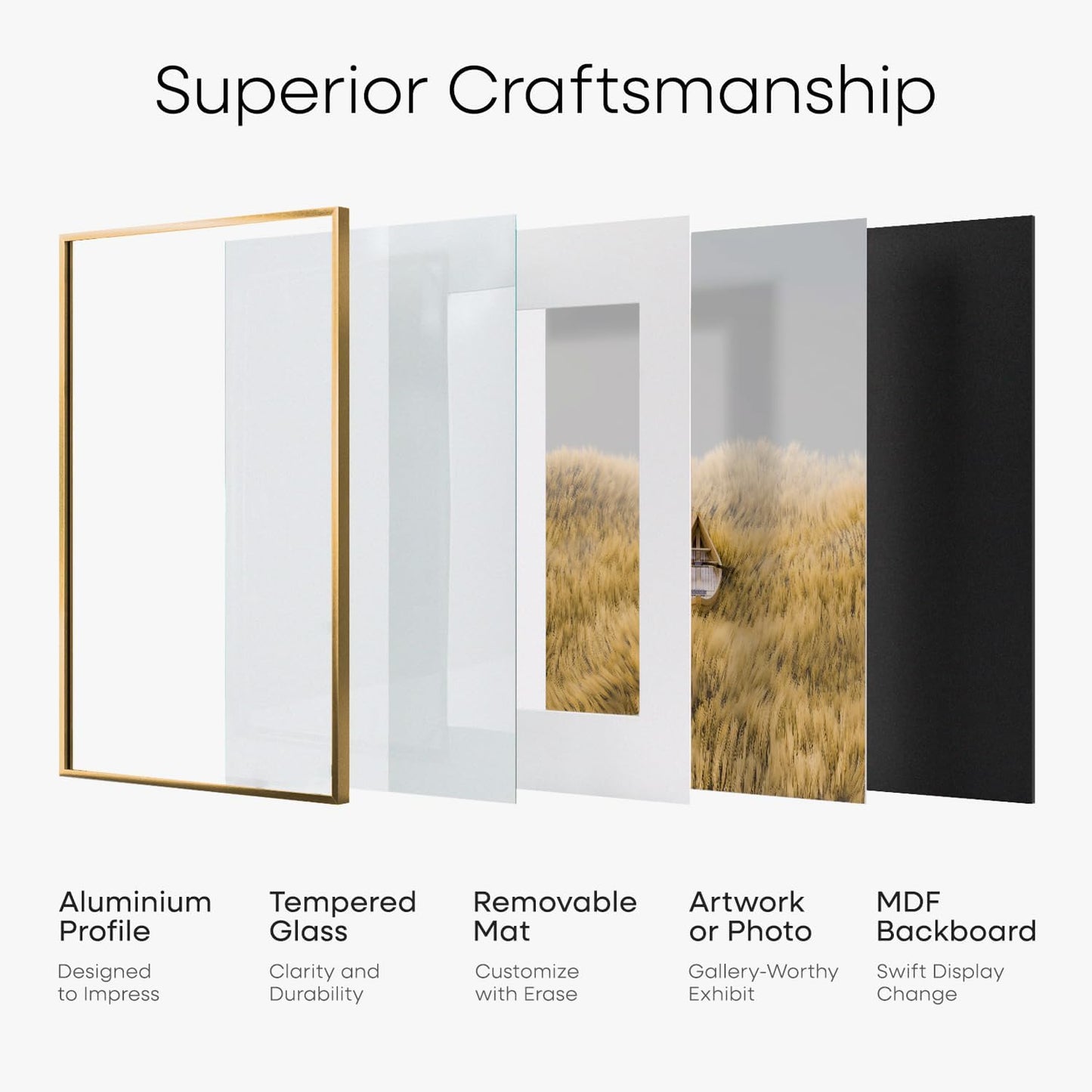 Homeforia 5x7 Picture Frame Bronze, High End Metal 5 x 7 Brass Frames with Mat 4 x 6 for Art, 5x7 Desk Frame Matted to 4x6 inch Photo, 5 by 7 Wall or Tabletop Frame, Tempered Glass, Wall Kit, Set of 1