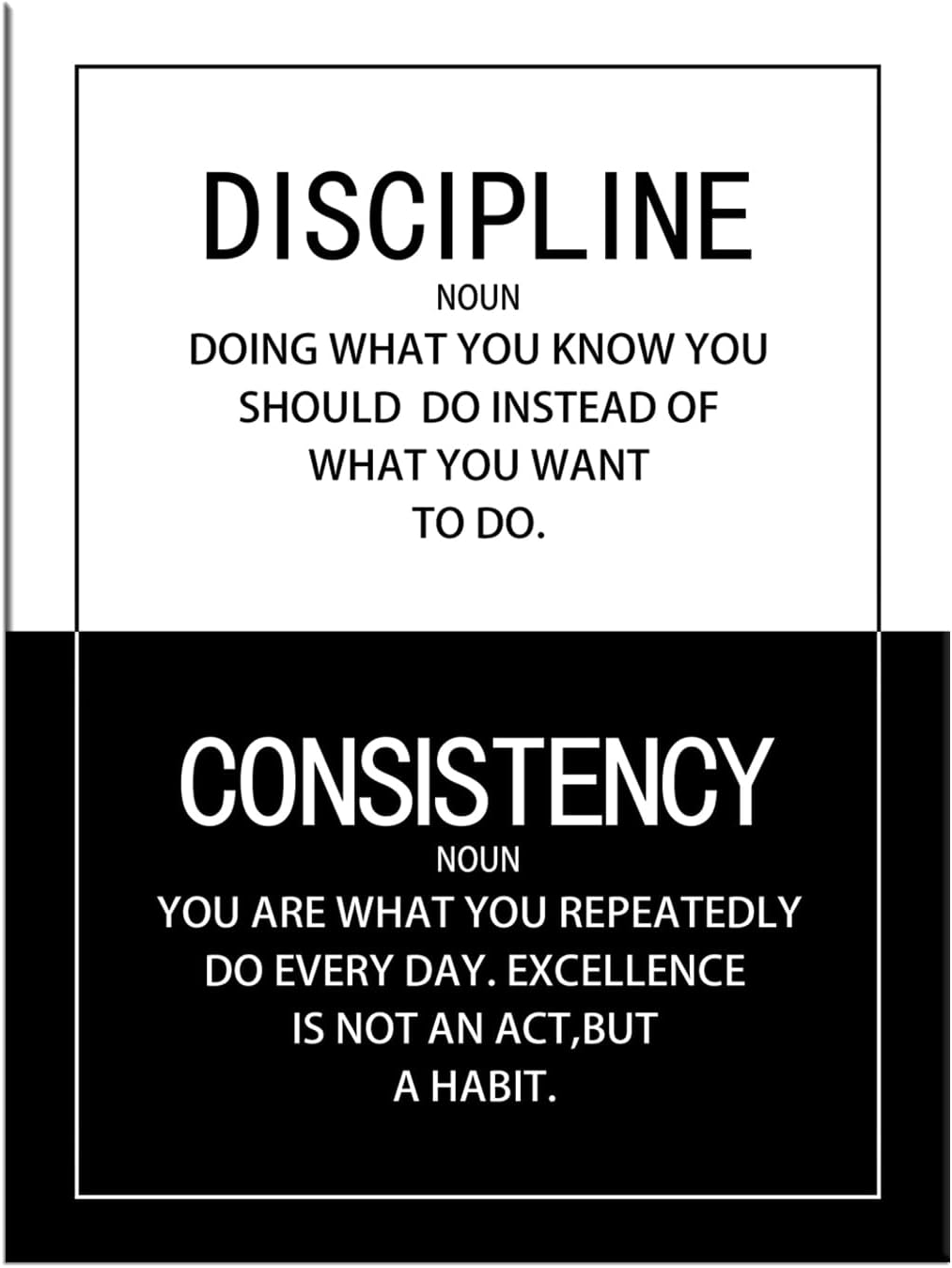 WYJDFART Discipline Consistency Noun Inspirational Wall Art Motivational Posters Picture Prints Canvas Modern Home Decor Painting Artwork for Office Stretched and Framed Ready to Hang [18''W x 24''H]