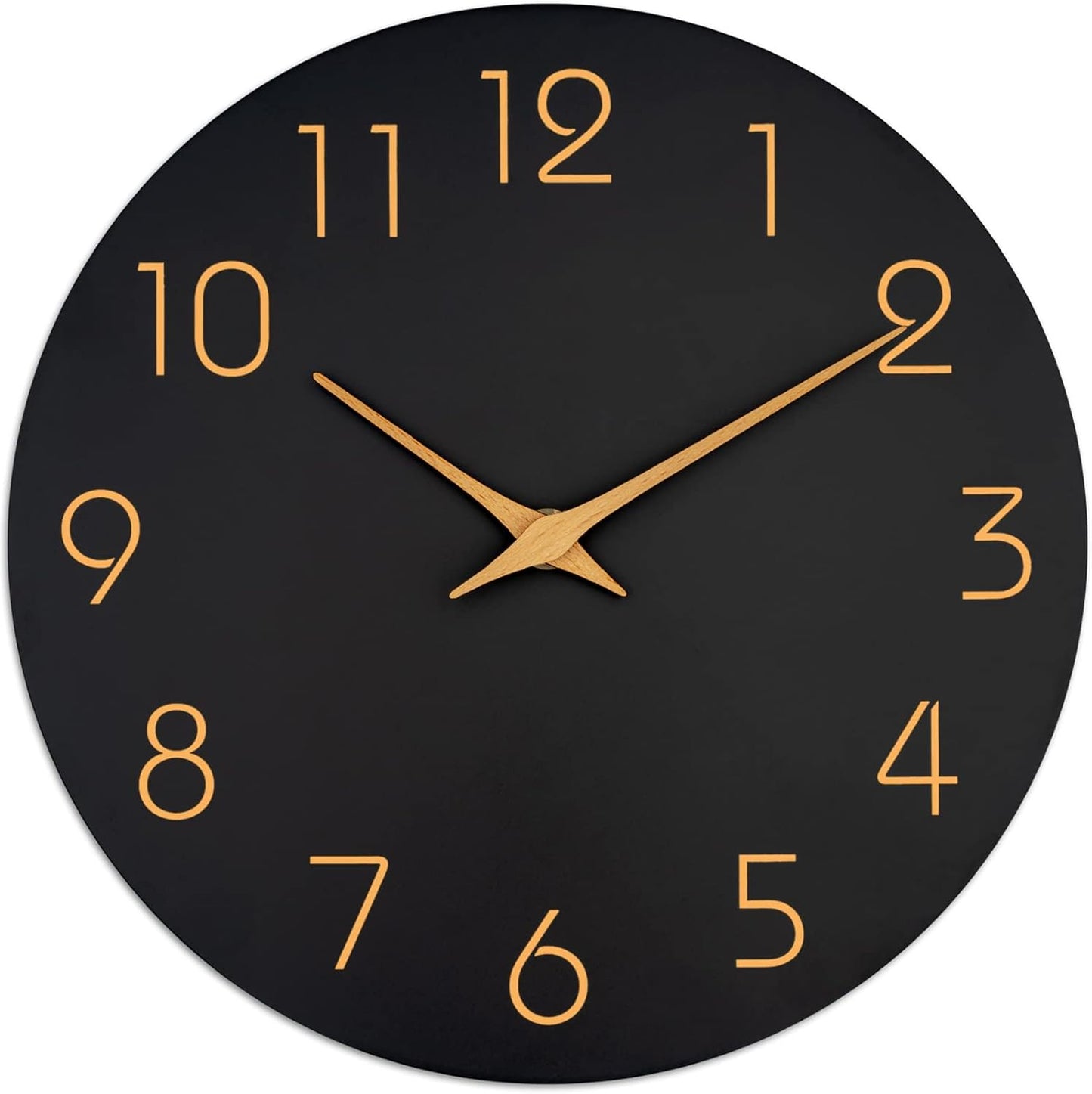 Mosewa Wall Clock Battery Operated 10 Inch Black Silent Non Ticking Simple Minimalist Style Rose Gold Numbers Decorative for Living Room Kitchen Home Office Bathroom
