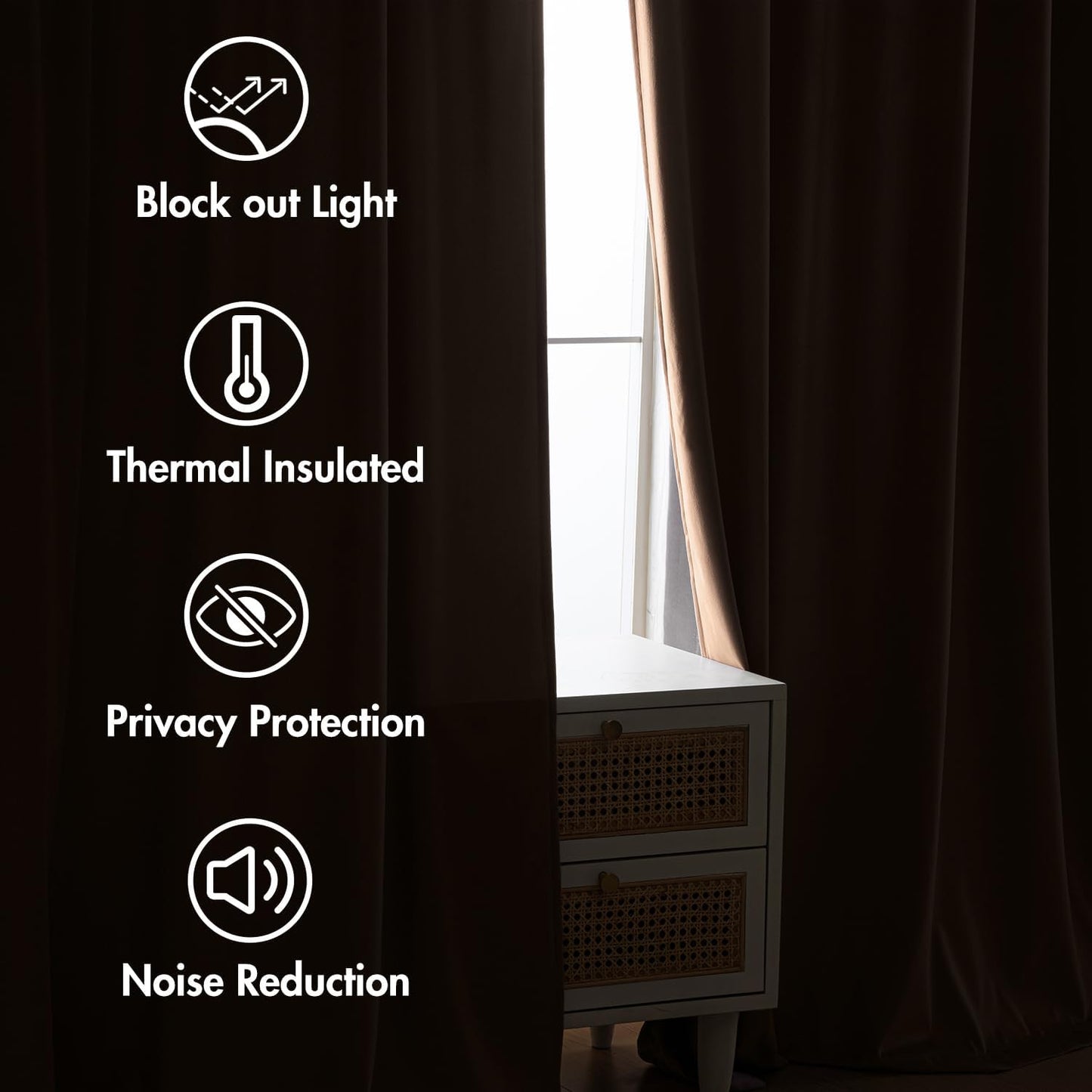 MIULEE Blush Beige Velvet Curtains 96 inches 2 Panels - Luxury Room Darkening Window Drapes for Bedroom Living Room Thermal Insulated Super Soft Blackout, Back Tab Rod Pocket Pinch Pleated, W52 x L96