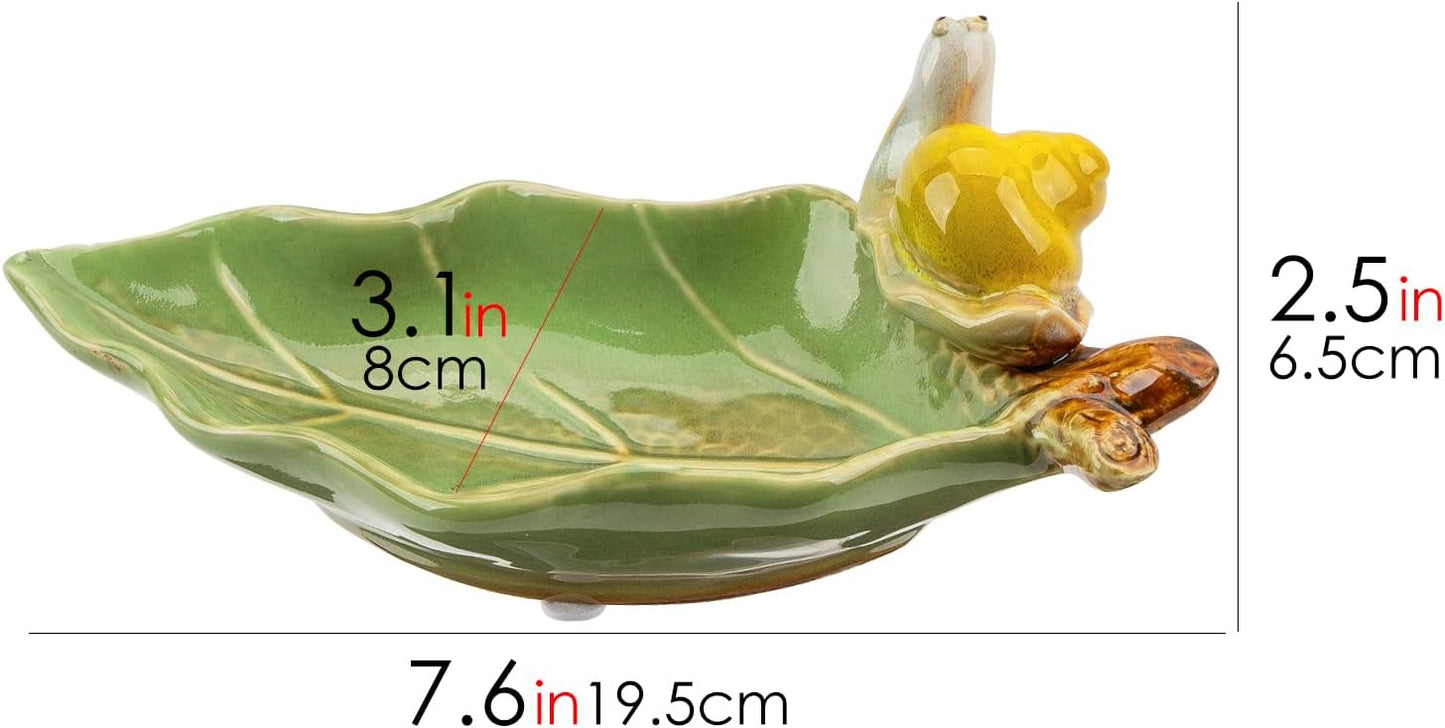 Jewelry Tray Snail Trinket Organizer Ceramic Leaf Tray Decorative Desk Storage Plate for Rings Earrings Necklaces Watch Coins Keys, Snail Soap Dish Holder, Key Bowl, Candy Dish (Green)