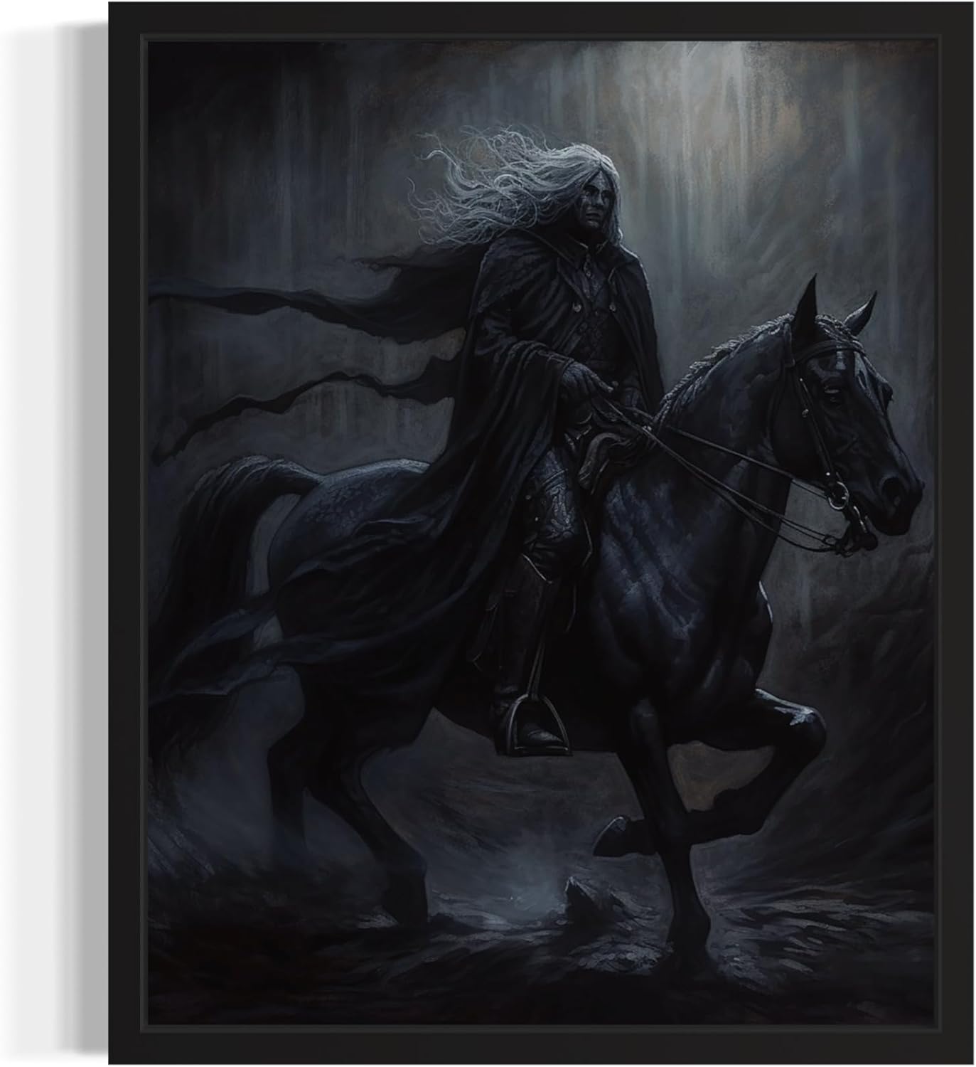 Black Dark Knight Poster Art Print, Halloween Scary Vintage Wall Art Academia Spooky Painting Decoration for Horror Prints, Gothic Posters Bedroom Decor 89 (Black Dark Knight, 8 x 10 inches, Unframed)