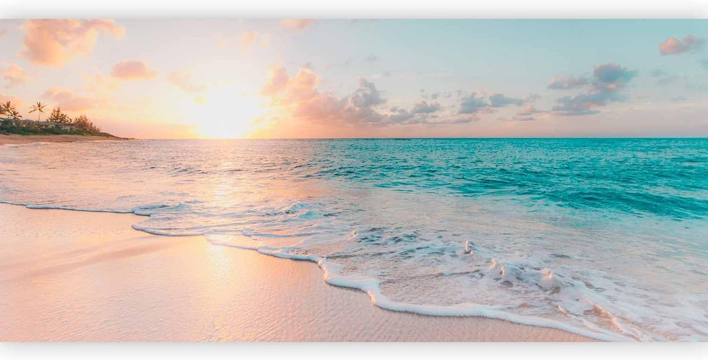 artgeist Wall Mural Nature 216x98 in - XXL Non-Woven Corner Wallpaper Fleece Angle Wall Decor Photo Print Picture Beach Waves Sunset Island Clouds c-B-10180-a-a