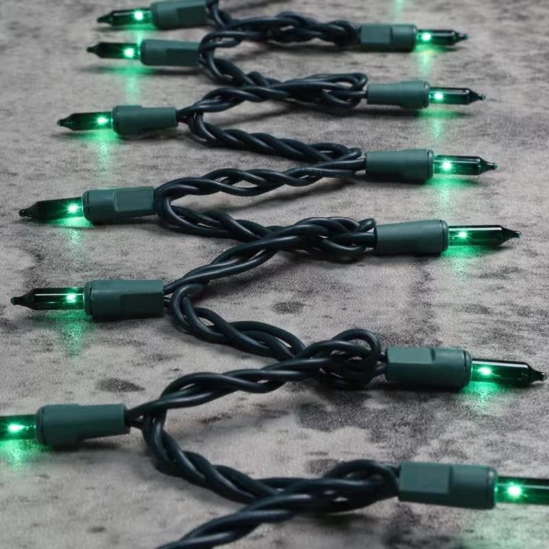 Green Wire,Green,Incandescent Bulb 100 Mini String Lights for Indoor Christmas Tree Garland Birthday Wedding Party Festival Decoration