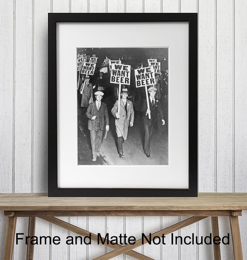 Vintage Prohibition Beer Poster LARGE 11x14 - Unique Wall Art Decor for Home, Bar, Cafe - Funny Saying Retro Art Print - Bar Room Decor - Vintage Decorations - Bar Art - Retro Decor - Funny Saying
