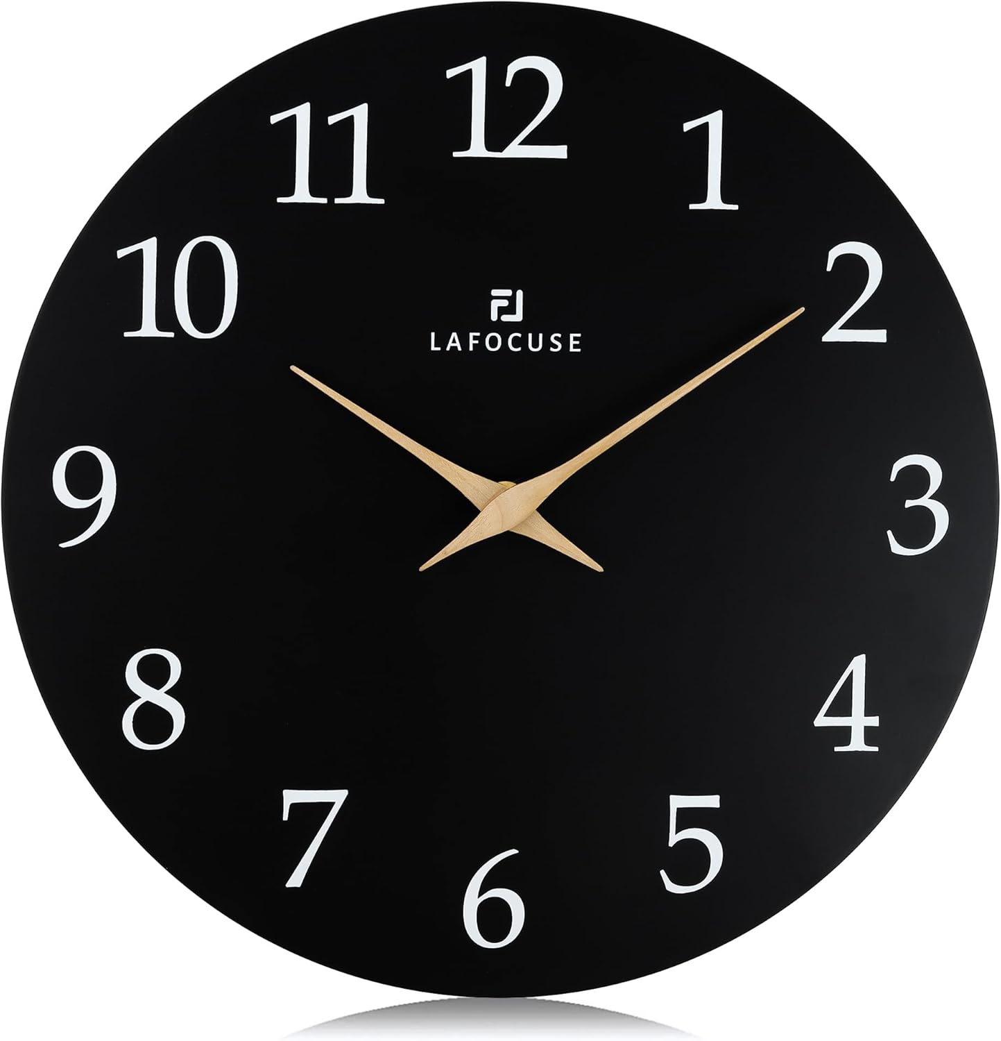 Lafocuse 12 Inch Silent Black Wall Clock Battery Operated for Living Room Decor, Simple Minimalist Wooden Wall Clock for Kitchen Bedroom Office