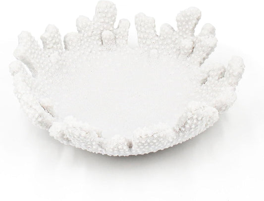 Accessoryway White Coral Textured Decorative Bowl,9.45" Medium Resin Decorative Centerpiece Bowl for Coastal Beach theme house table centerpiece decorations & Nautical decorations for coffee table