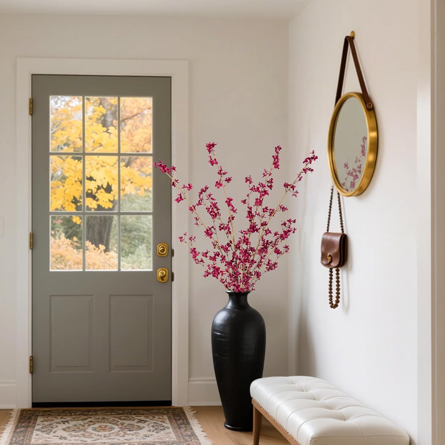 4Pcs Fake Flowers Blossom Branches Artificial Flowers for Indoor Decor, Faux Long Stem Realistic Indoor Plants for Vase Wedding Home Office Bedroom Party Table Centerpieces Decor