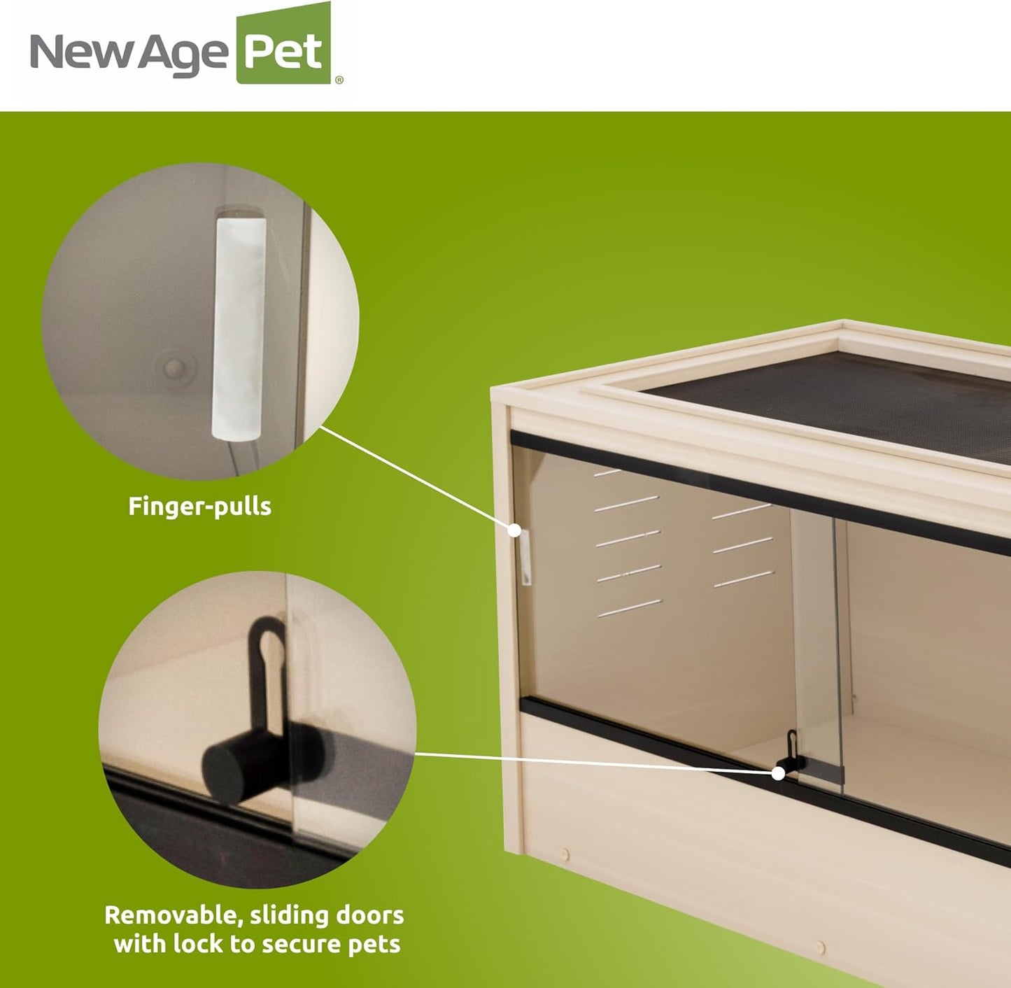 New Age Pet ECOFLEX 48" Mojave Reptile Lounge -Durable Wood Plastic Composite Habitat with Ventilation, Removable Glass Doors & Lock, Easy Assembly, for Tortoises, Snakes, Iguanas