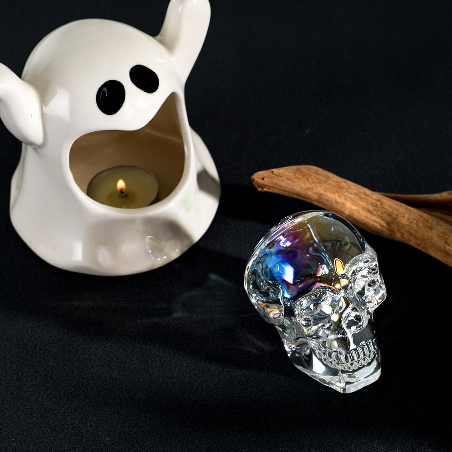 Model Statue for Home Décor Crystal Skull Decorative Figurine Gifts for Women Husbands Halloween Head Figurine Decoration Gift (Colorful Skull)