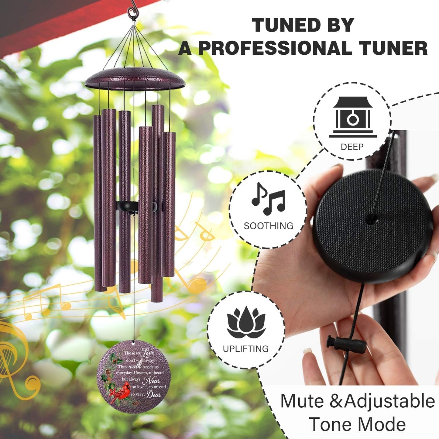 ASTARIN Personalized Cardinal Wind Chime Memorial, Customized Sympathy Wind Chimes for Loss of Loved One, in Memory of Loved Ones Lost, Bereavement Gifts Windchimes Outdoor