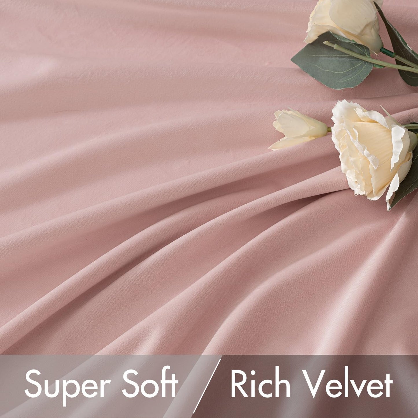 MIULEE Baby Pink Velvet Curtains 108 inches 2 Panels - Luxury Room Darkening Window Drapes for Bedroom Living Room Thermal Insulated Super Soft Blackout Extra Long, Back Tab Rod Pocket Pinch Pleated