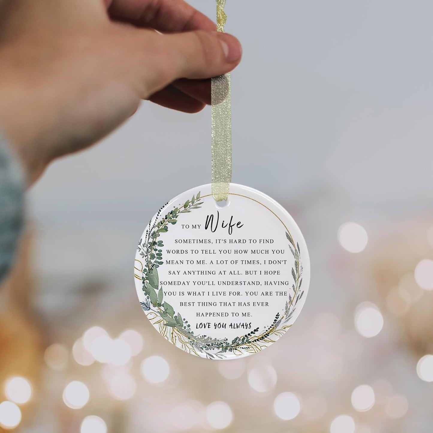 Wife Ornaments 2025 Wife Xmas Ornament Wife Christmas Ornament for Wife Forever Wife Best Wife Ever Gift Double-Sided Printing Ceramic 2.9"