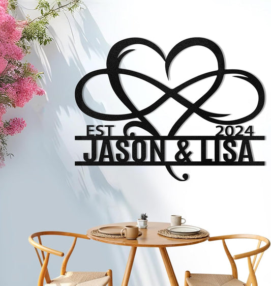 Metal Signs Customized, Infinity Heart Wall Decor, Custom Couple's Name Sign, Personalized Wedding Sign for Couples 2025, Unique Infinity Heart Metal Art, Valentines Day Gift, Home Decor Gift