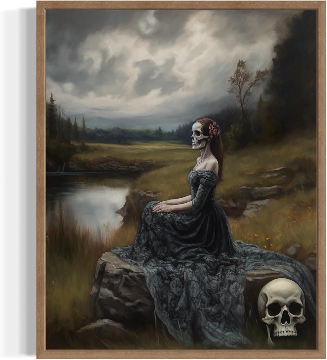 Widow Ghost Poster Art Print, Halloween Scary Vintage Wall Art Academia Spooky Painting Decoration for Horror Prints, Gothic Posters Bedroom Decor 89 (Widow Ghost, 11 x 14 inches, Wood Frame)