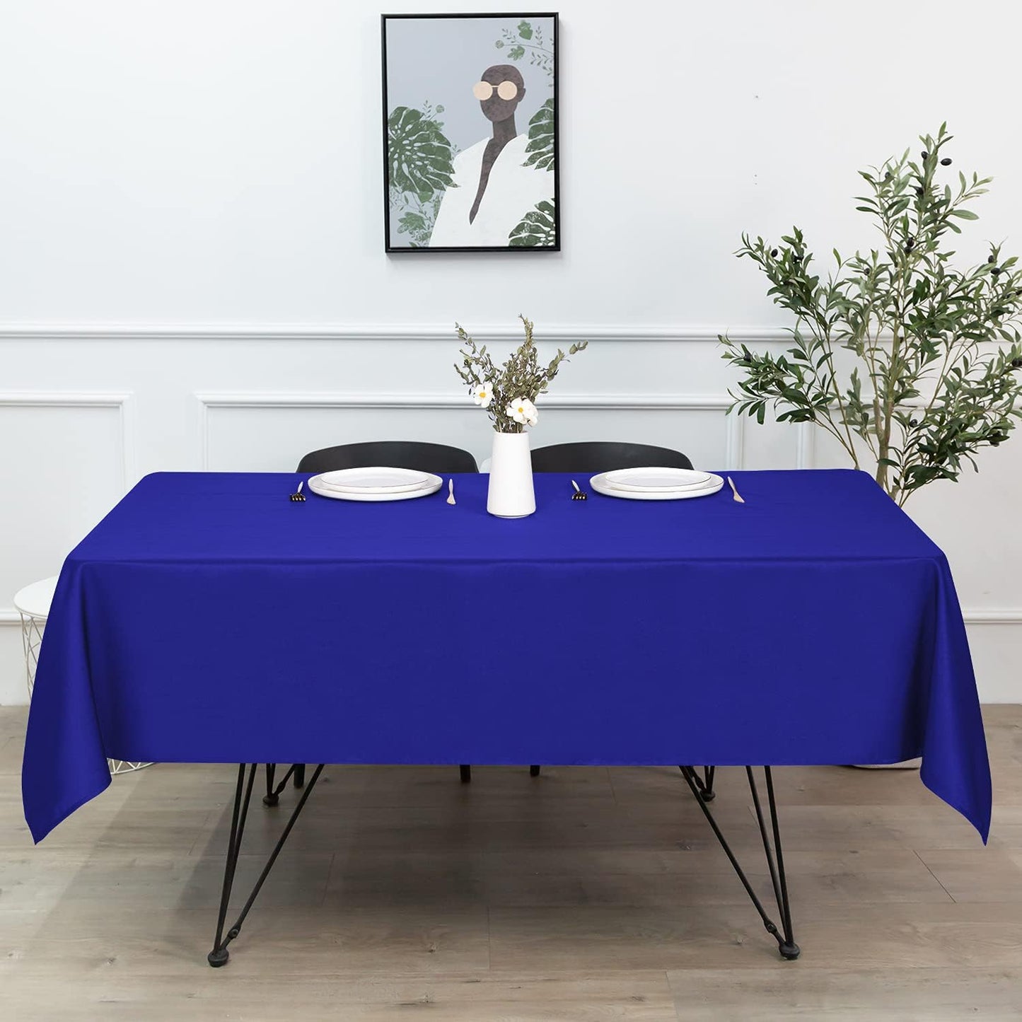 sancua Rectangle Tablecloth - 54 x 120 Inch - Stain and Wrinkle Resistant Washable Polyester Table Cloth, Decorative Fabric Table Cover for Dining Tables, Buffet Parties and Camping, Blue