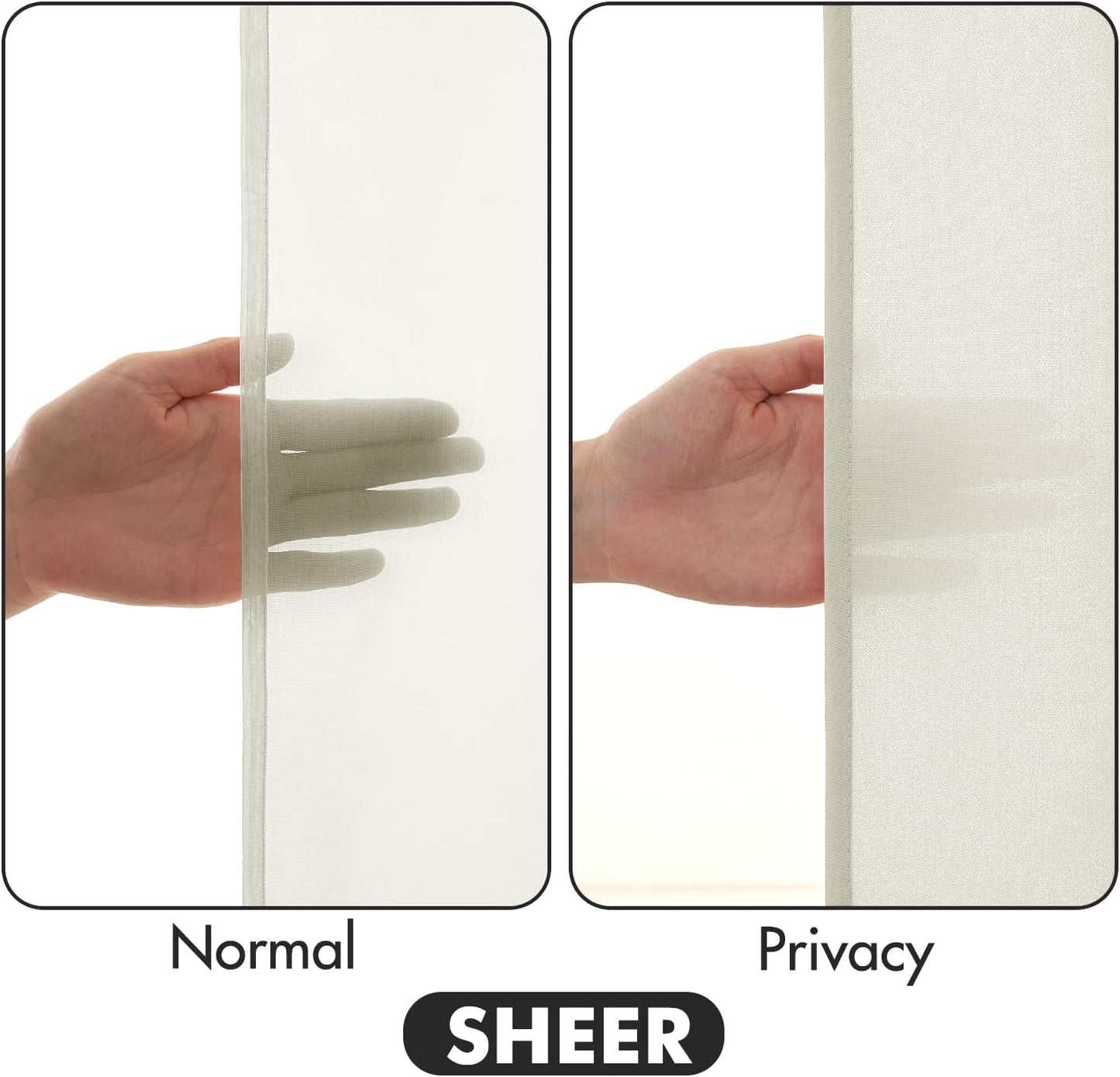MIULEE Ivory Privacy Sheer Curtains That Let Light in 90 Inches Long Non-See-Through Semi Sheer Curtain Light Filtering Window Curtains Drapes for Living Room Bedroom 2 Panels Set 42 X 90