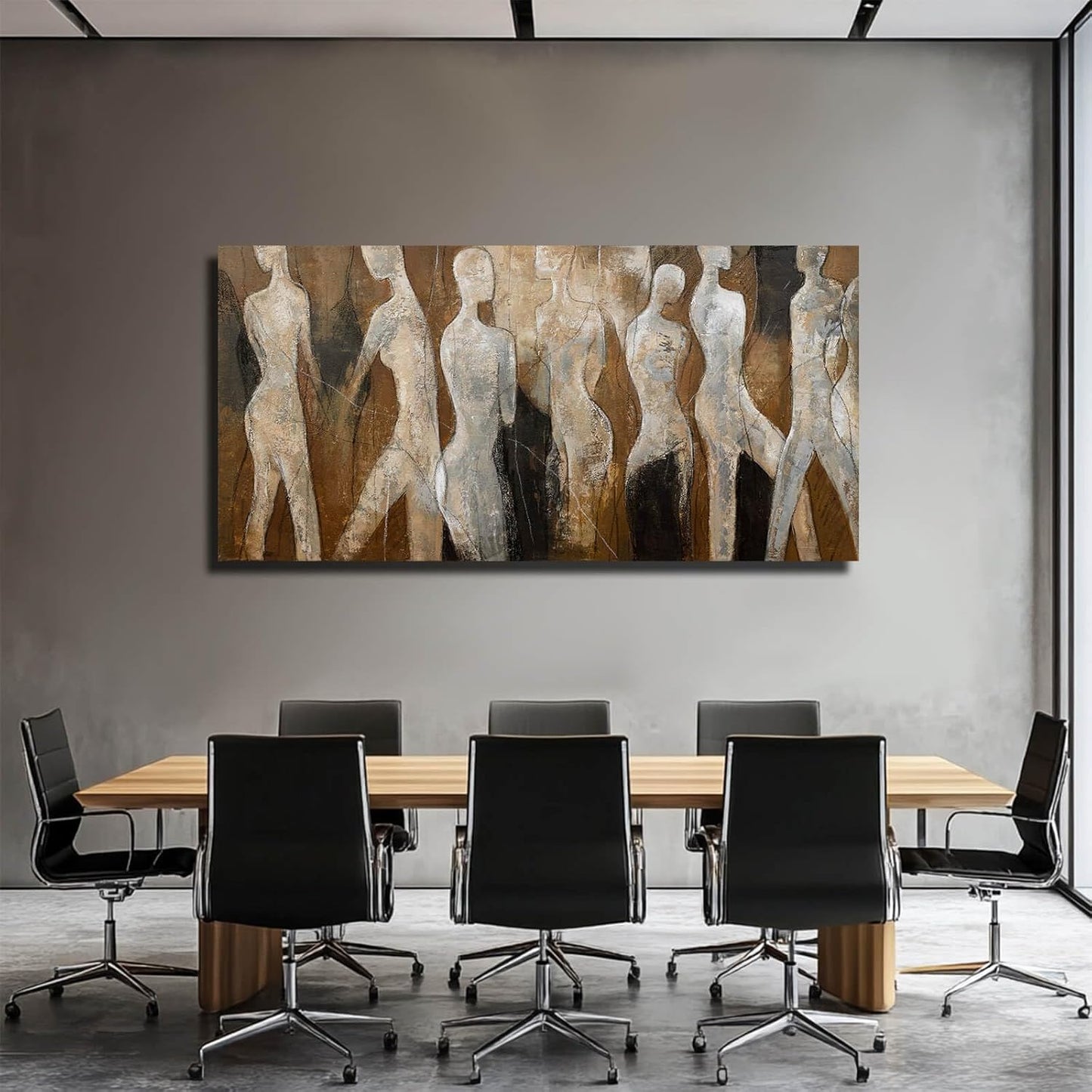 CHUDANHAO Graffiti Line Artwork Brown Picture Wall Decor Black Abstract Wall Art for Living Room Hotel Office Wall Hanging Decor 29"x58" Large Size