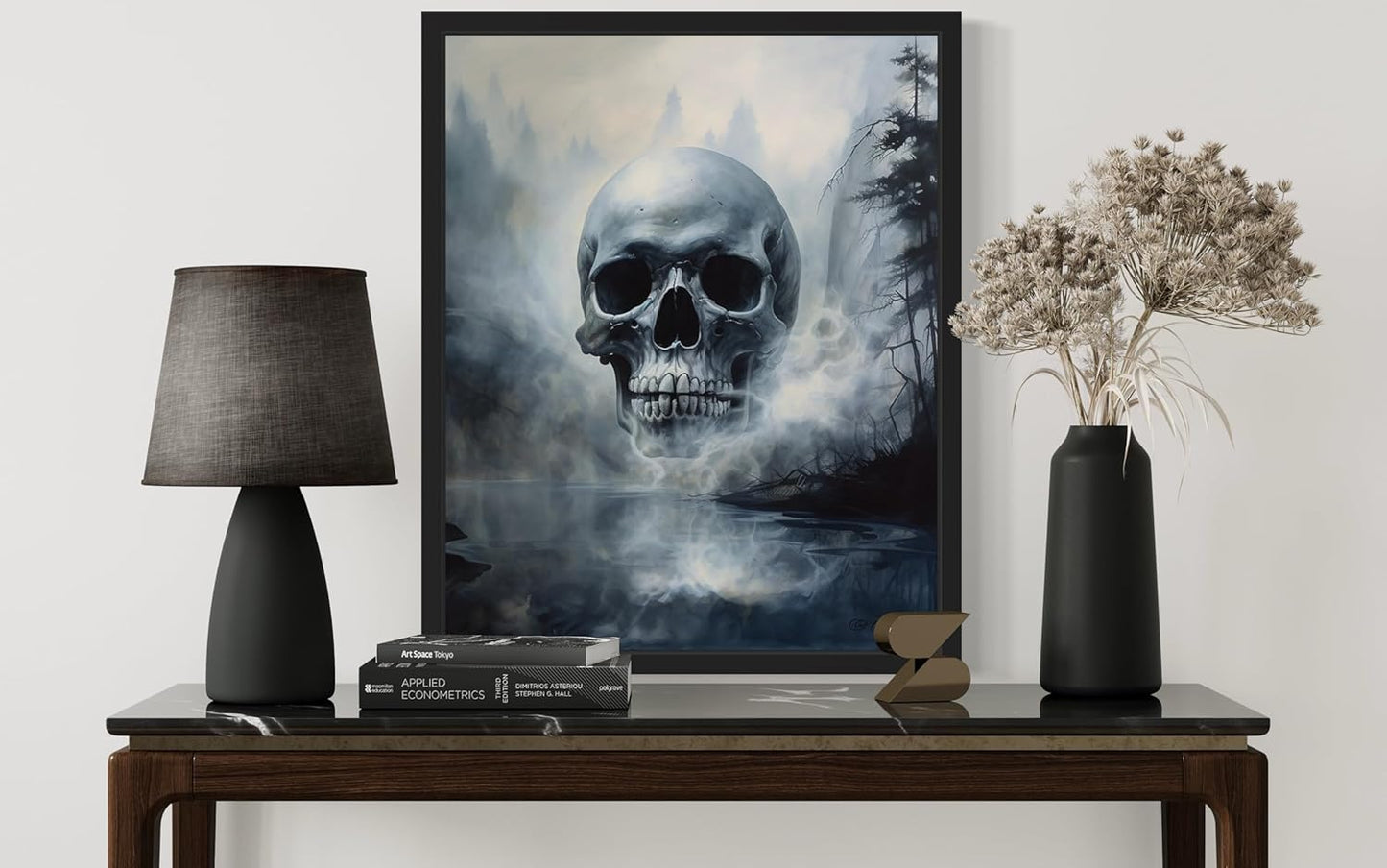 Foggy Skull Poster Art Print, Halloween Scary Vintage Wall Art Academia Spooky Painting Decoration for Horror Prints, Gothic Posters Bedroom Decor 89 (Foggy Skull, 8 x 10 inches, Unframed)