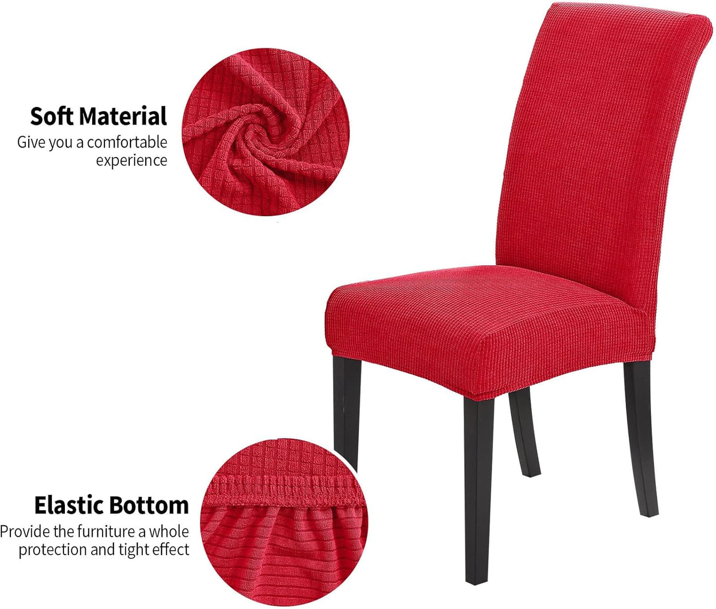 Joccun Chair Covers for Dining Room Set of 2, Dining Chair Slipcovers Stretch Dining Room Chair Covers Seat Protector,Washable Parsons Chair Cover for Home,Hotel,Banquet(Ruby,2 Pack)