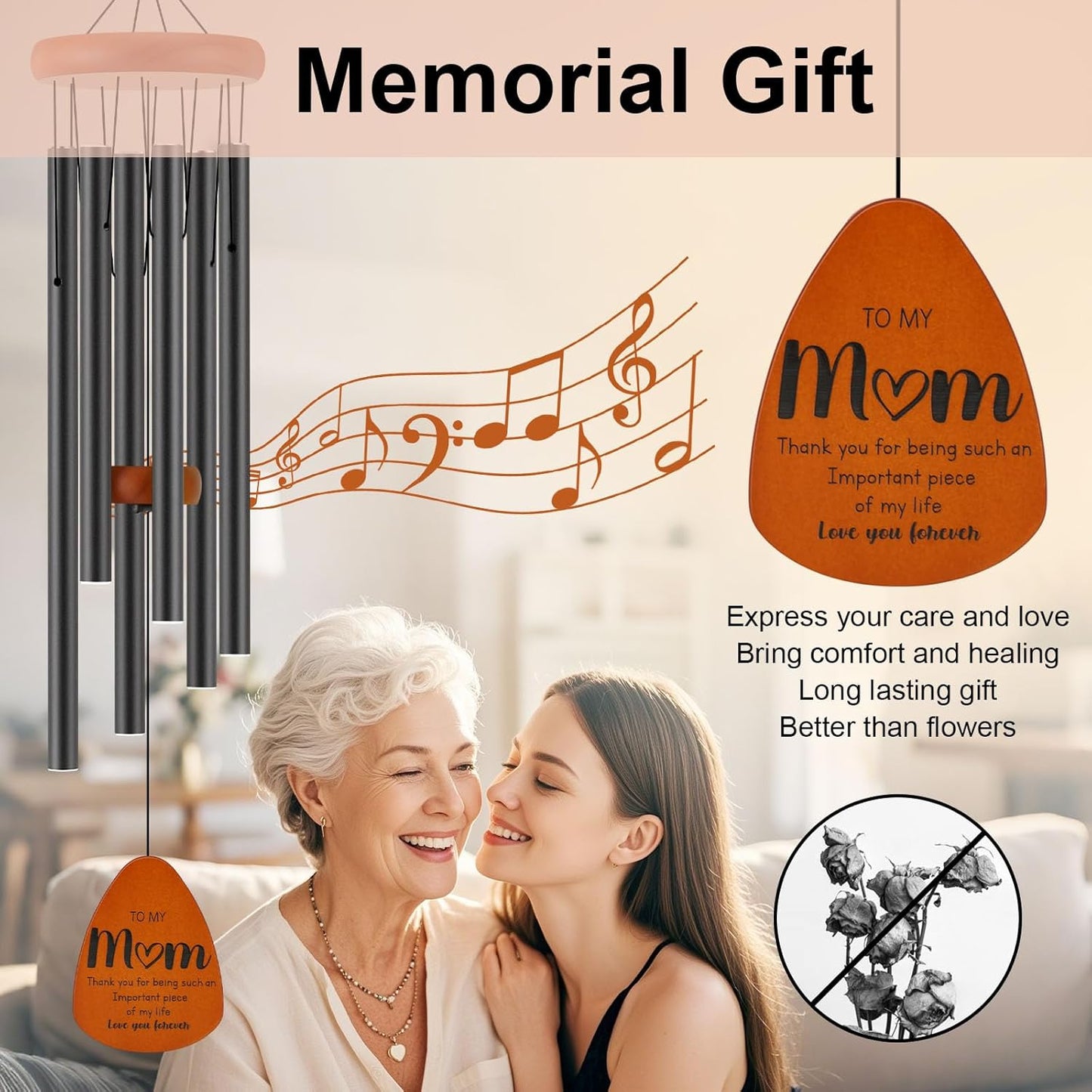 Gifts for Mom, Birthday Gifts for Mom from Daughter Son, Mother Gift for Birthday, Mothers Day, Thanksgiving, Christmas, 32 Inch Wind Chimes Gift for Home Decor