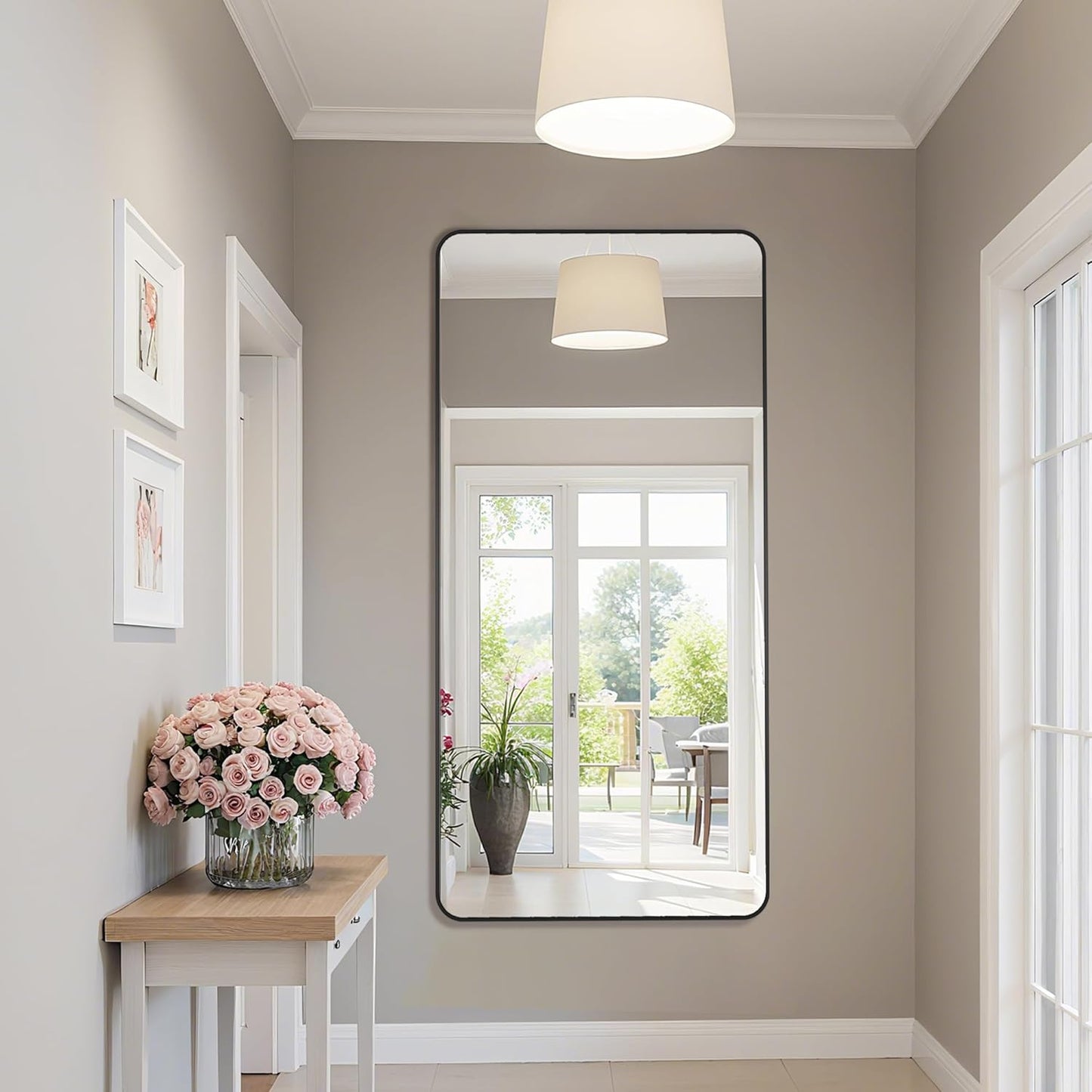 Bathroom Mirror 60" x 30", Large Rectangle Wall Mirror, Black Metal Frame Wall Mounted Mirrors for Bathroom, Vanity, Bedroom, Entryway Decor(Horizontal/Vertical)