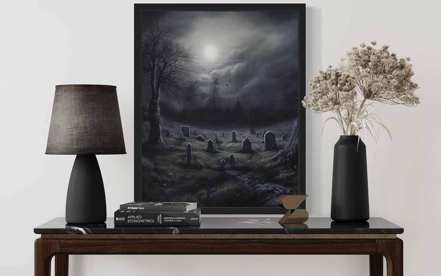 Gothic Graveyard Poster Art Print, Halloween Scary Vintage Wall Art Academia Spooky Painting Decoration for Horror Prints, Posters Bedroom Decor 89 (Gothic Graveyard, 16 x 20 inches, Unframed)