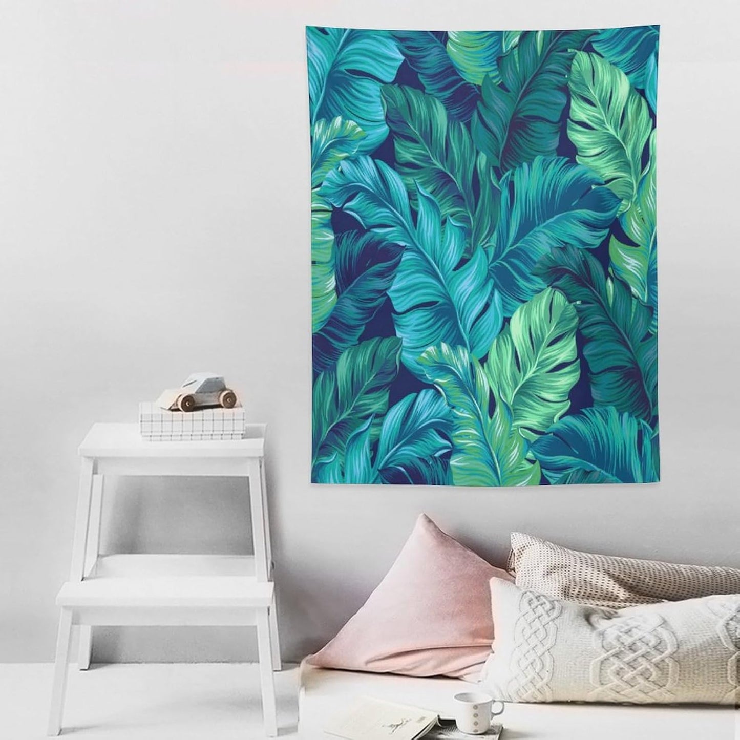 ICMOLYYENLO Tropical Green Plant Tapestry, Green Palm Leaves Natural Landscape Print Wall Tapestry for Bedroom Living Room Dormitory 40x60 Inch