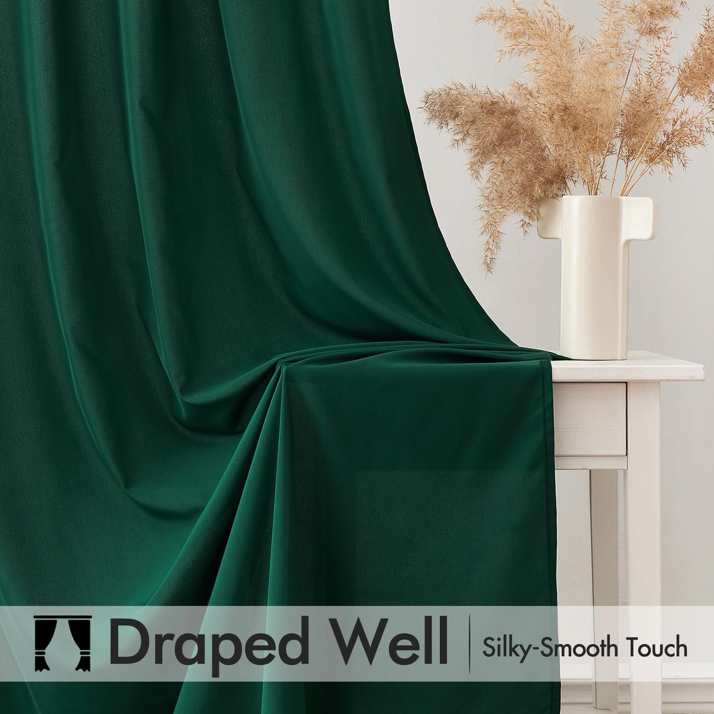 MIULEE Hunter Green Privacy Sheer Curtains That Let Light in 96 Inches Long Non-See-Through Semi Sheer Curtain Light Filtering Window Christmas Drapes for Living Room Bedroom 2 Panels Set 42 X 96