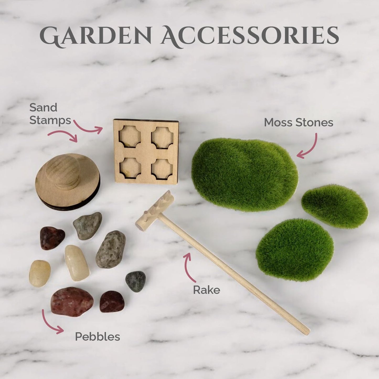 Wooden Stackable Zen Garden | Palo Verde Sand with Rake & Accessories | Minimalist Decor for Relaxation