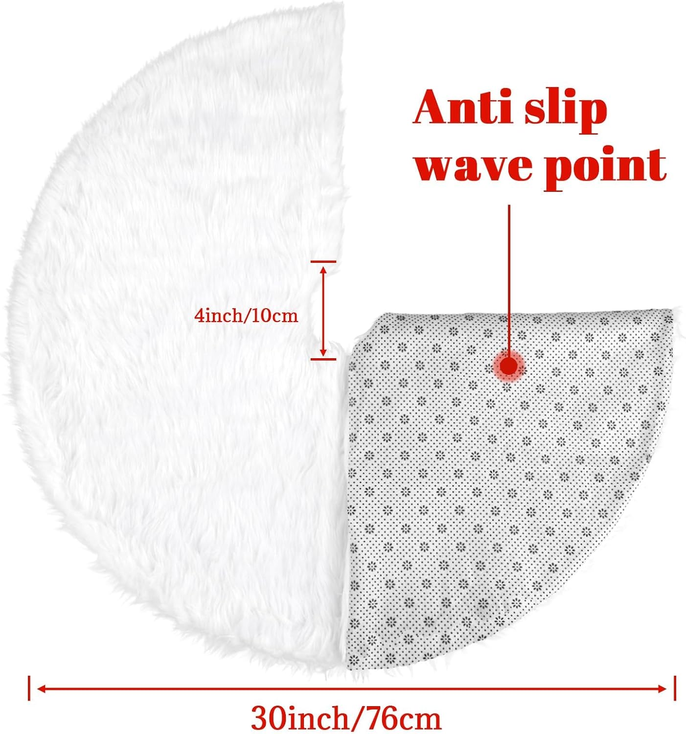 30 Inch Faux Fur Christmas Tree Skirt Soft Snow White Plush Tree Mat Christmas Decorations Fluffy Tree Skirts Xmas Holiday Party Indoor Decorations