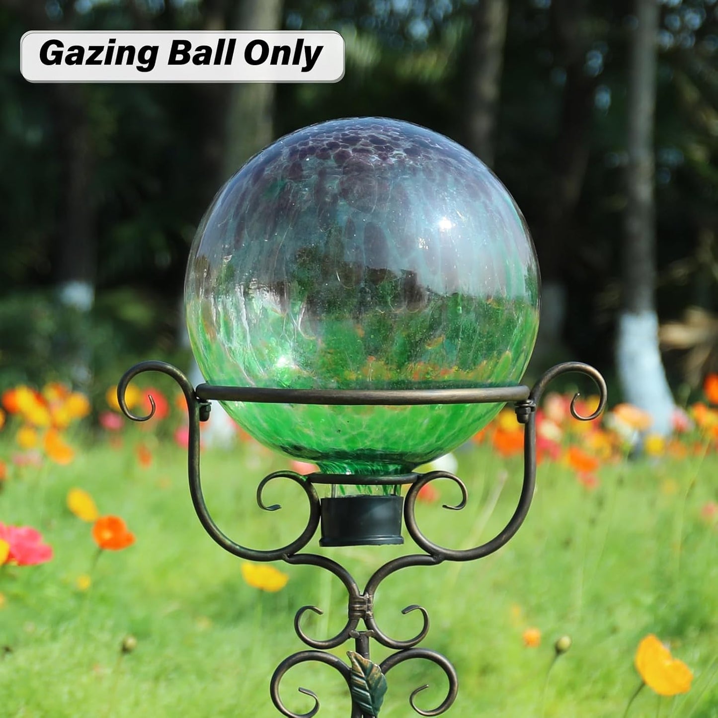 Gazing Ball 10 Inch Glass Reflective Garden Globe Outdoor Gazing Globe Sphere Yard Ornament for Garden Yard Home Outdoor Decoration Gift for Women (Green)