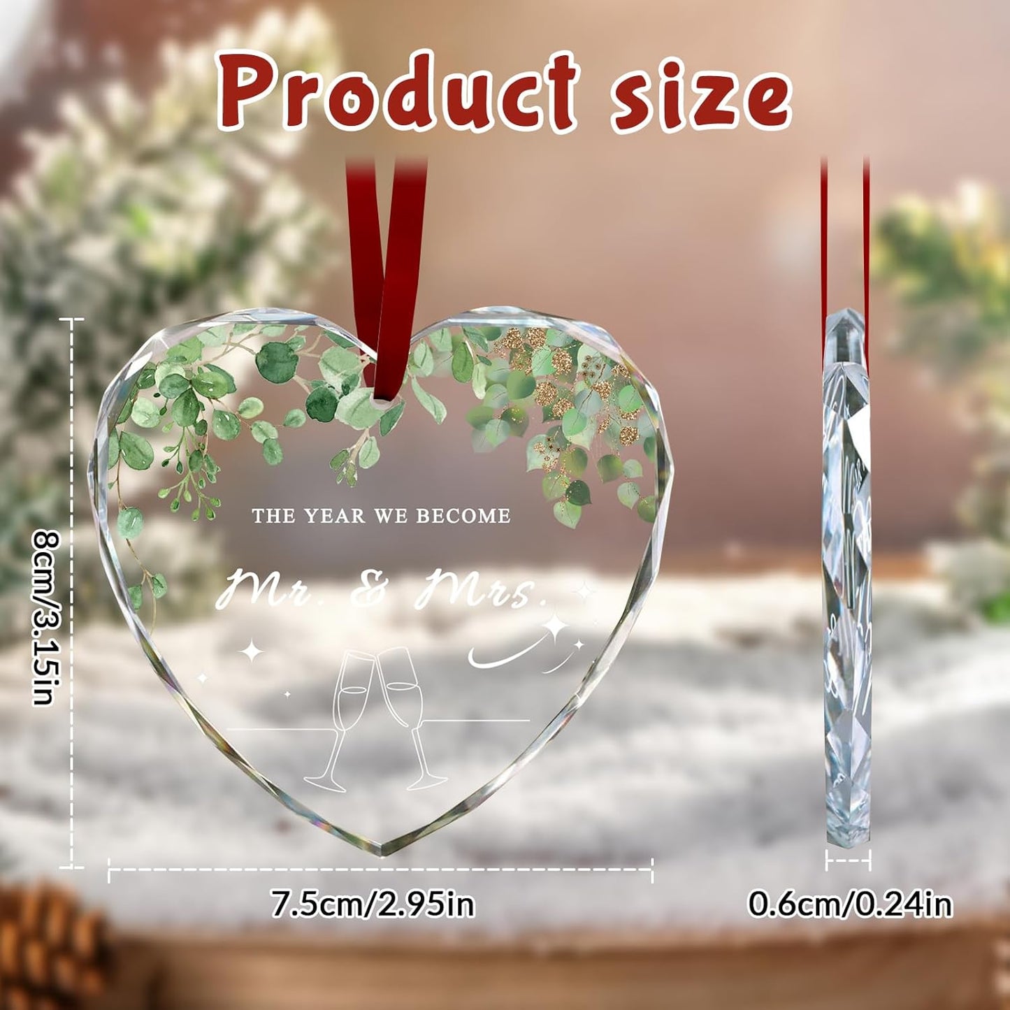 Custom Christmas Ornament Glass-Personalized Christmas Ornaments with Photo/Name/Date/Text,Wedding Christmas Birthday Baby Gifts (Color 1)