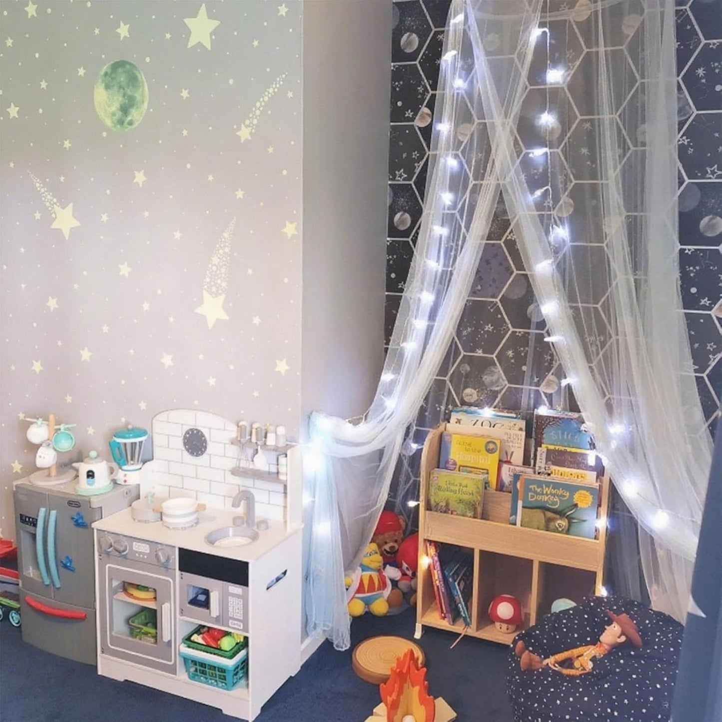 String Lights for Bedroom - 17 Ft 50 LED Fairy Christmas Lights Battery Operated, Waterproof Indoor Outdoor Star Twinkle Light for Tent Loft Bed Patio Party Wedding Holiday Camping Decor