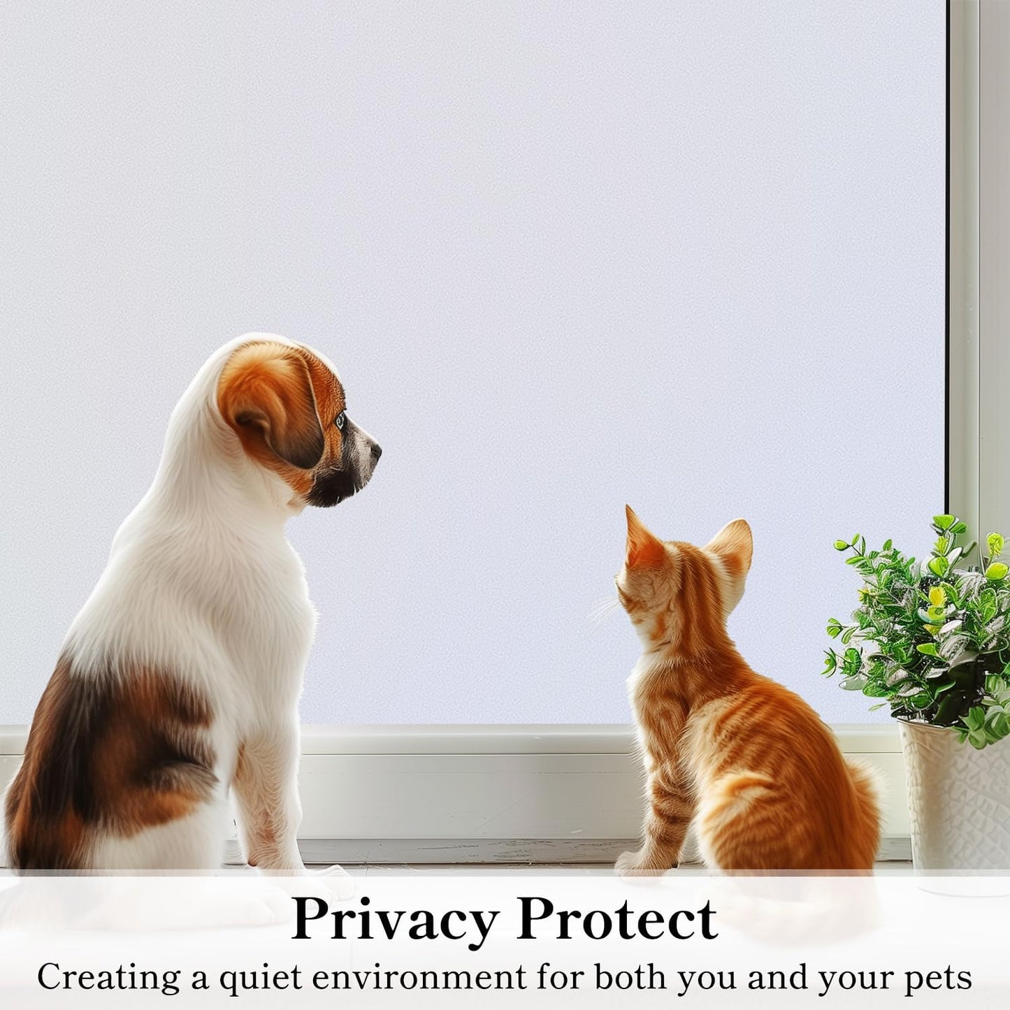 DUOFIRE Privacy Window Film Frosted Glass Film Matte White Static Cling Glass Film No Glue Anti-UV Window Sticker Non Adhesive for Privacy Office Meeting Room Bathroom Living Room DS001W 23.6x118in